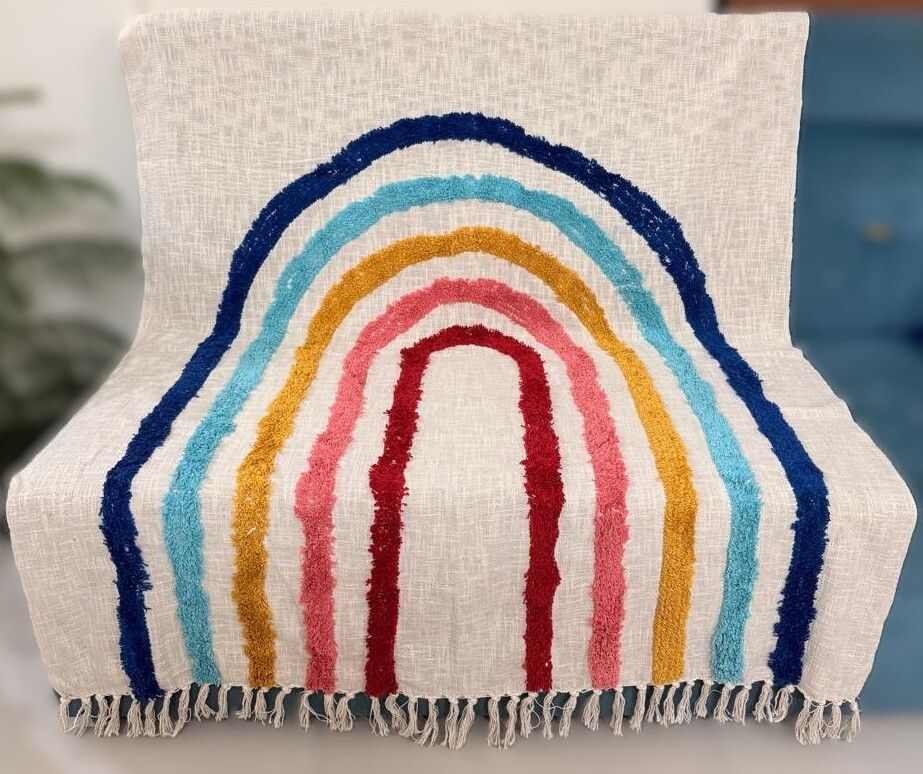 fiverainbow Natural Rainbow Throw for Living Room Bedroom Sofa Couch Bed & Chair Size Sofa Fabric-picture-43