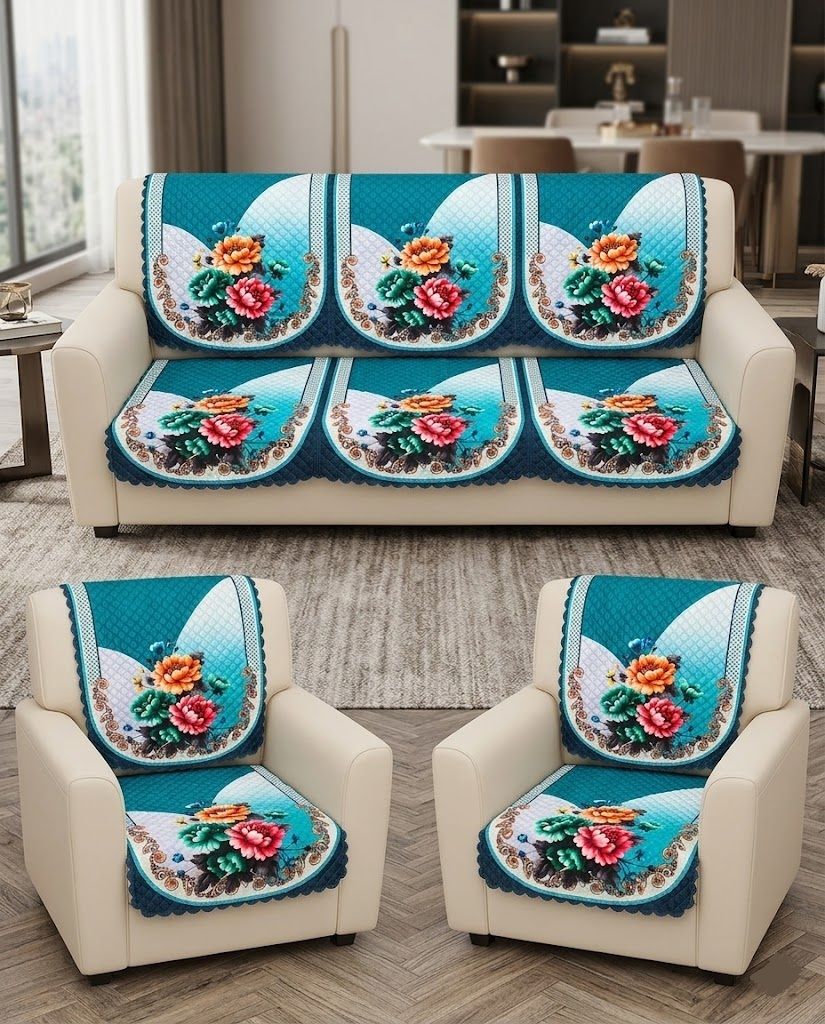 keshav handloom blue-quilt-sofa-set blue-Quilted-sofacover-set Sofa Fabric-picture-36