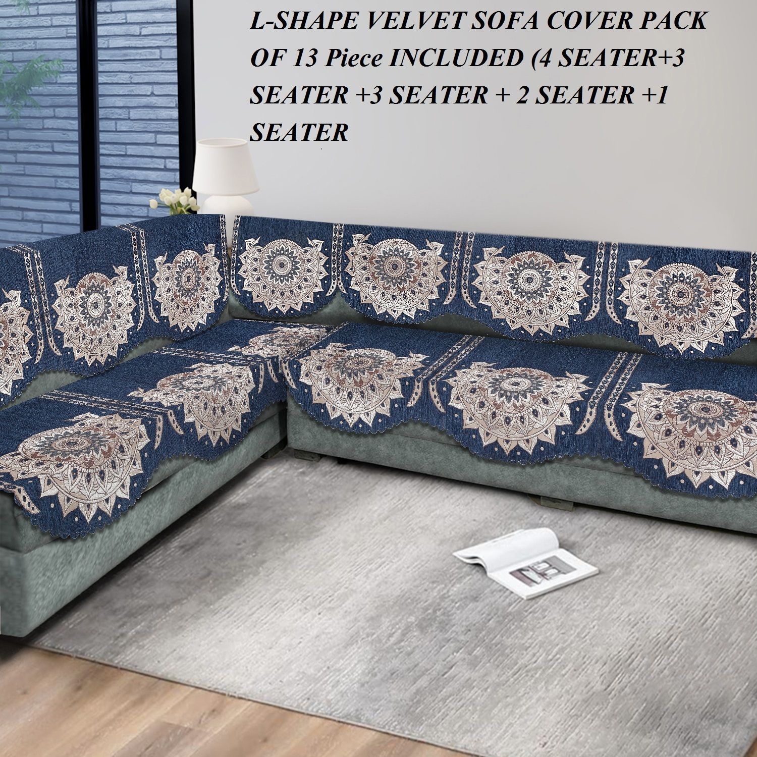 laying style L Shape Velvet Sofa Cover Set for Living Room - Printed Sofa Back Slip Covers-7 Sofa Fabric-picture-37