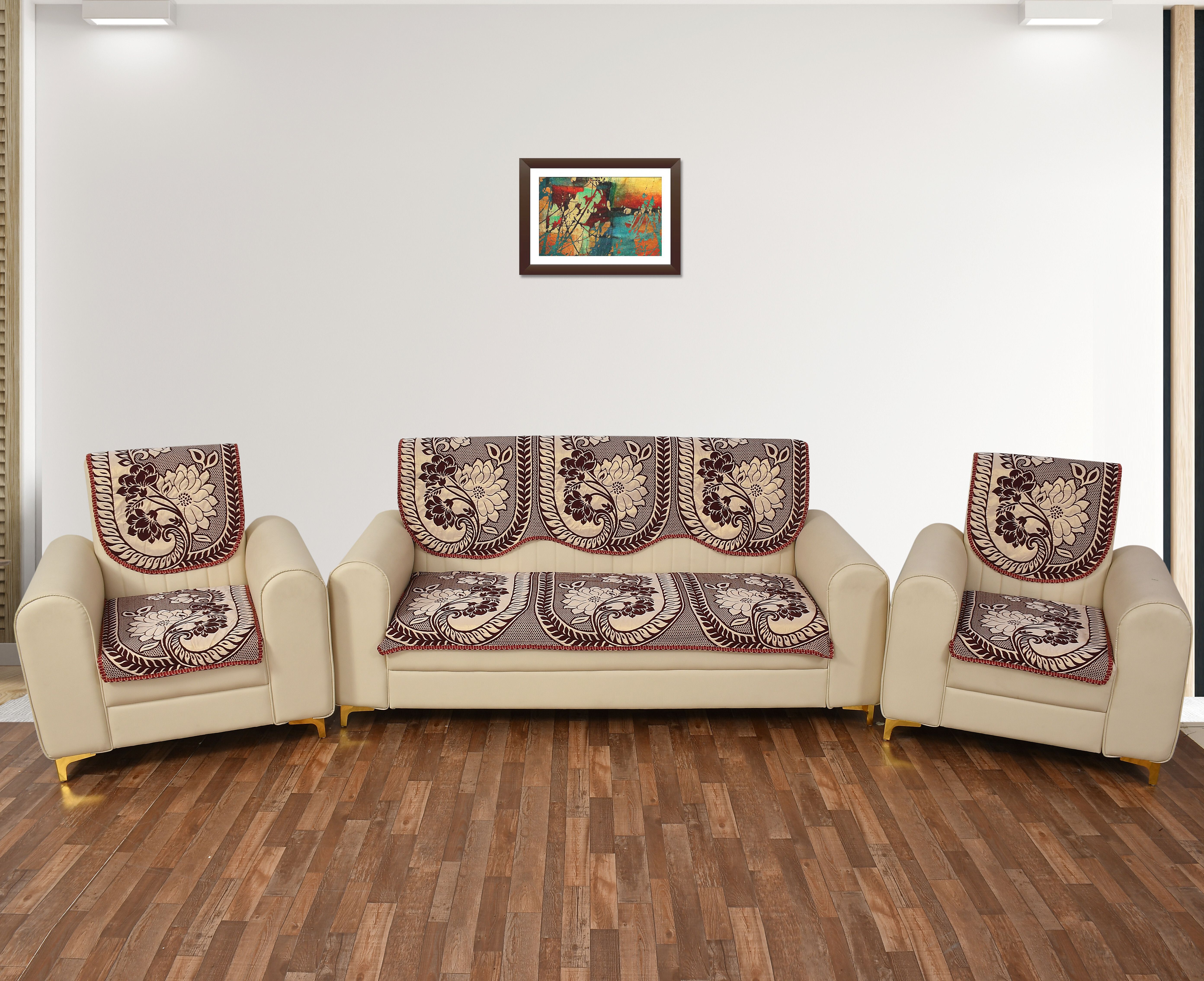 Reversible 5 Seater Sofa Cover Set Maroon Revercible sofa cover Sofa Fabric