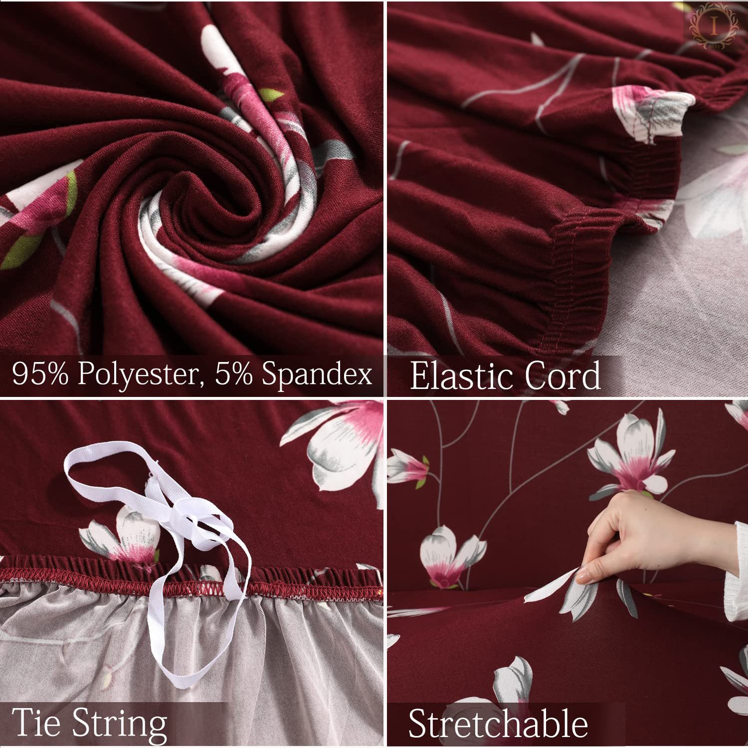 FPILMSFC001 InfernaLoom 3 Seater Frill Maroon Flower Universal Sofa Cover Sofa Fabric-image-25