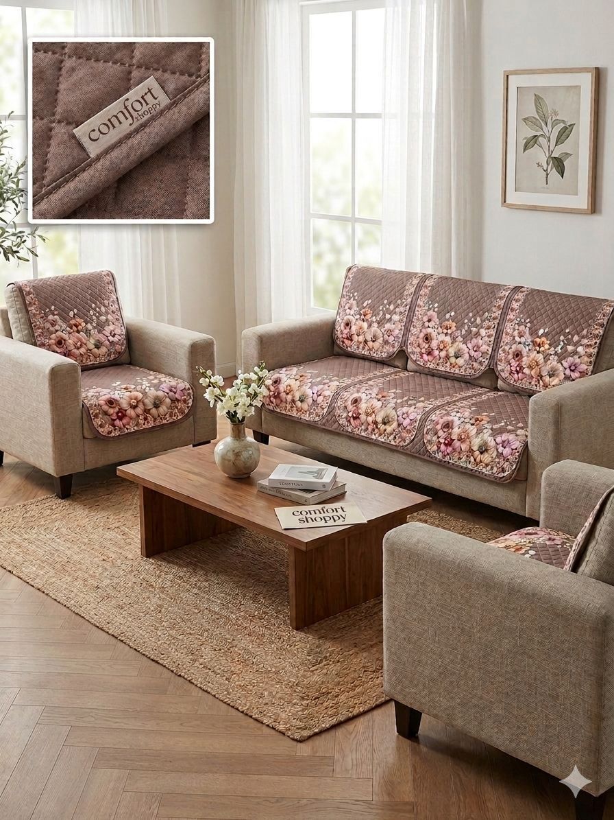 comfort shoppy CSSC_18 5 Seater Velvet Sofa Cover, Sofa Cover for 3 seater + 2 chair Sofa Covers Sofa Fabric-picture-35