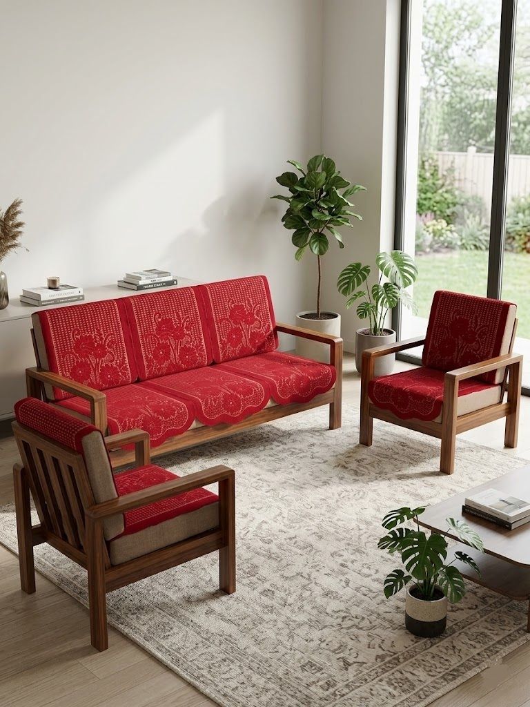 red01 red 3+1+1set Sofa Fabric-image-12
