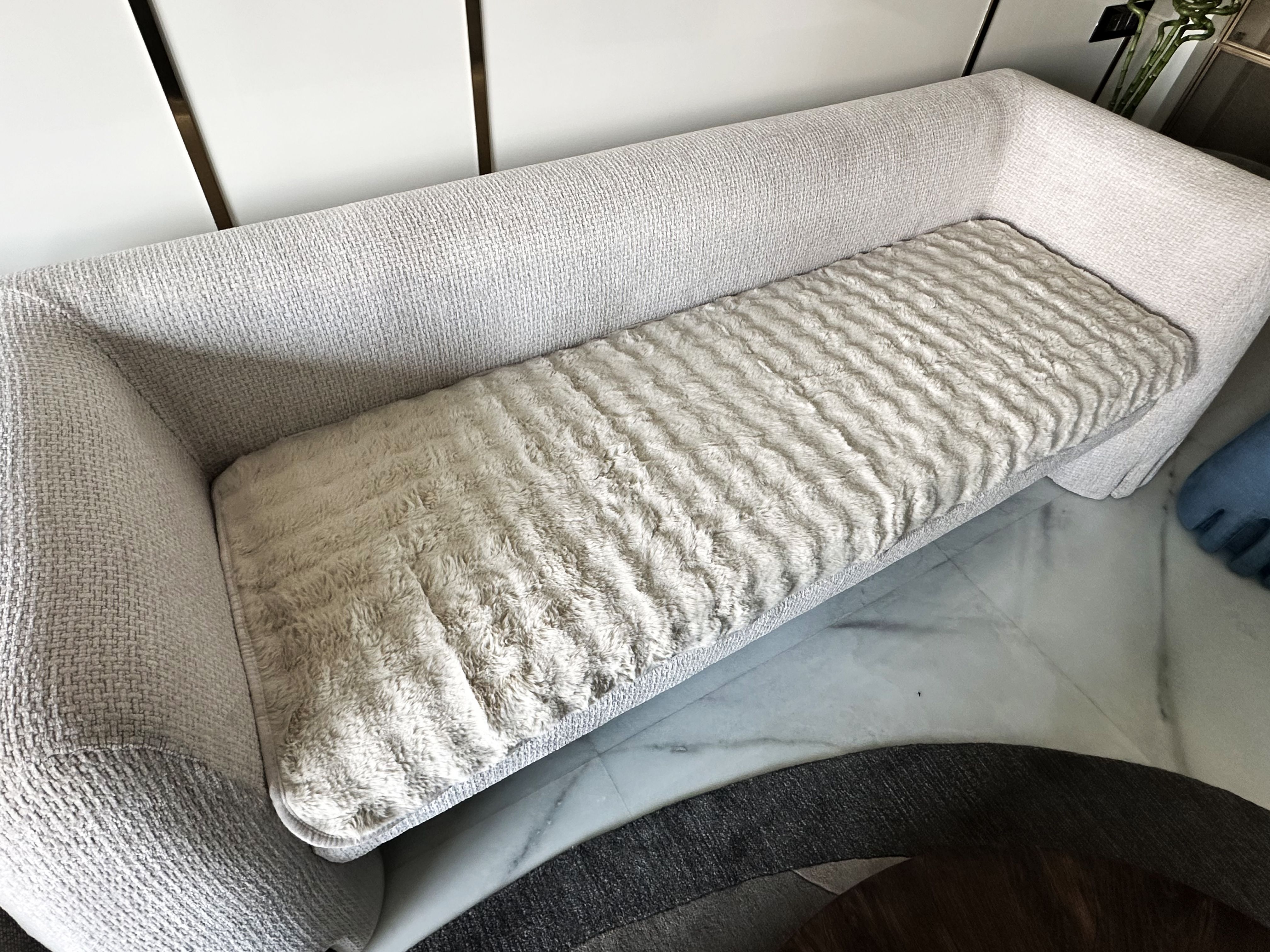 SofaStripe(Beige)004 LaVichitra® Anti slip Sofa Cover Water Resistant Protector Super Soft(Beige) Sofa Fabric