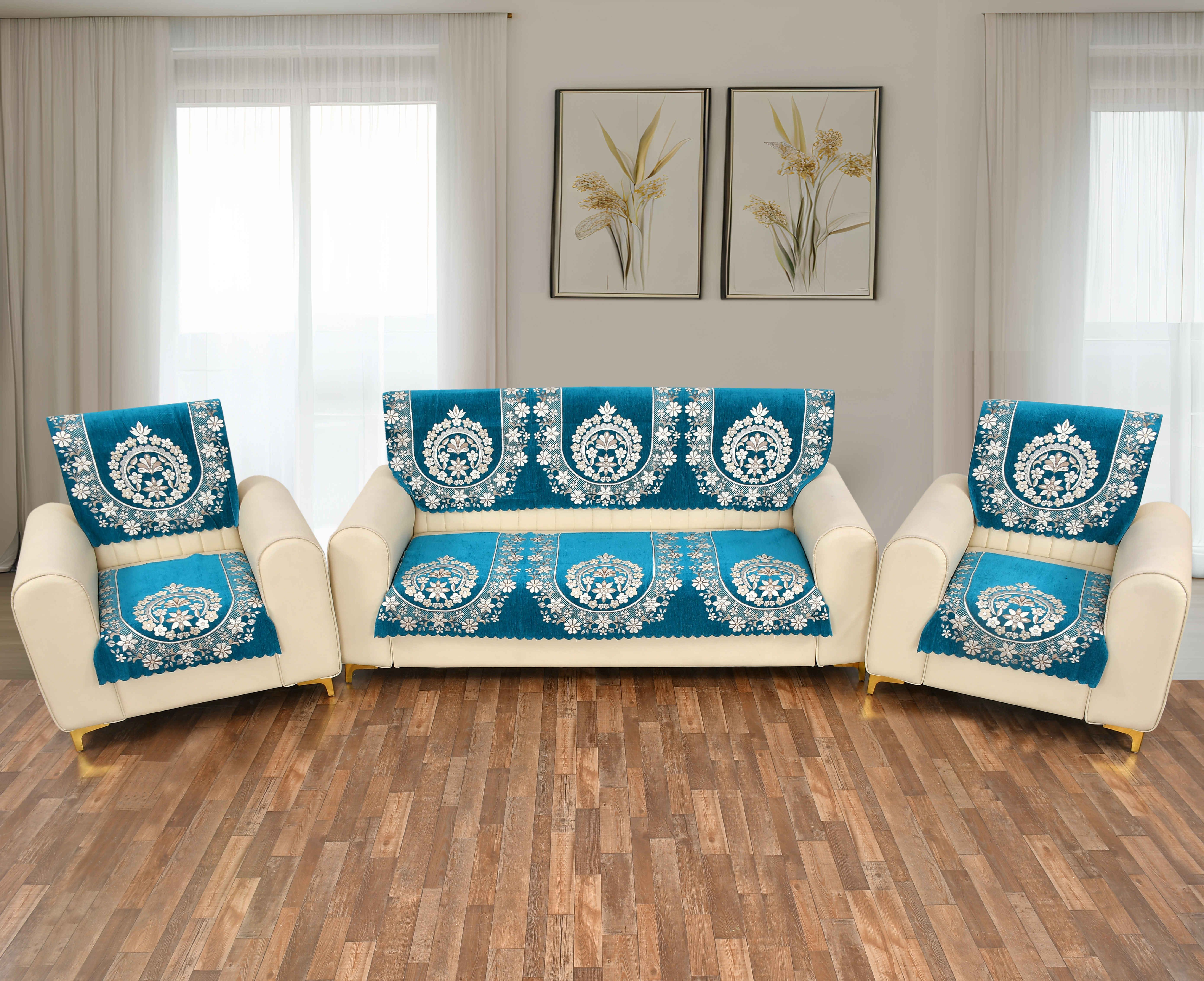 3+1+1 SEATER Premium Dust-Proof Multiple Colors Available Embroidered Sofa Fabric-image-24