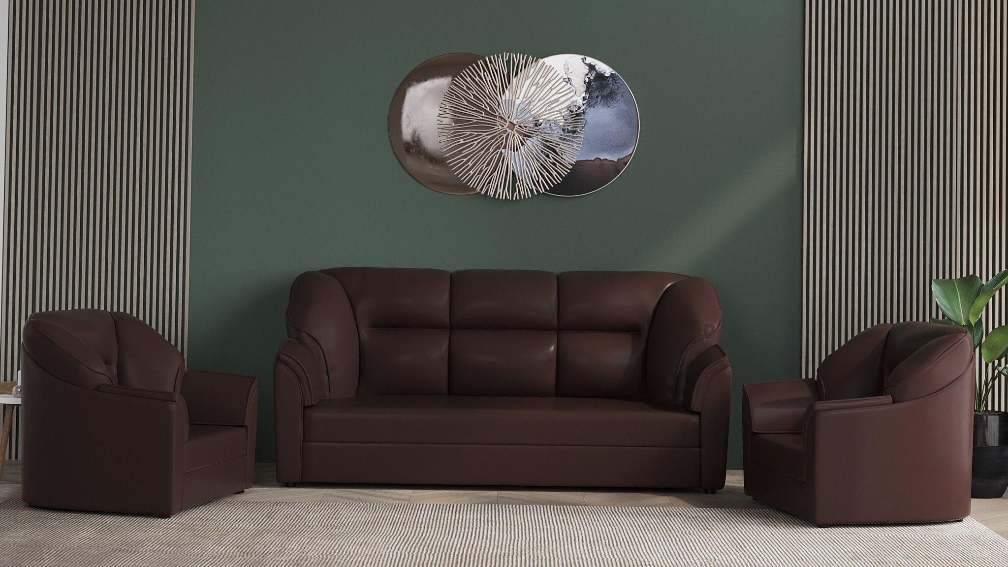 Cyrus Leatherette 3 + 1 + 1 Sofa Set