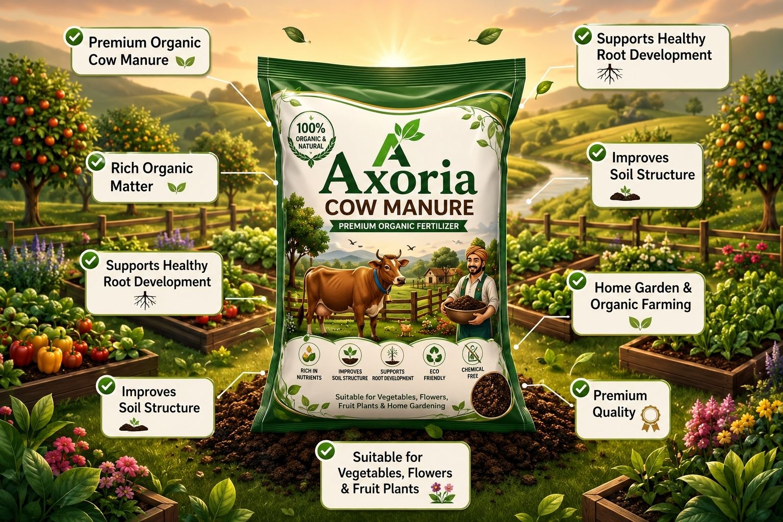 axoria Cow manure poting soil Vermicompost plants -50kg Manure, Potting Mixture, Soil-picture-47