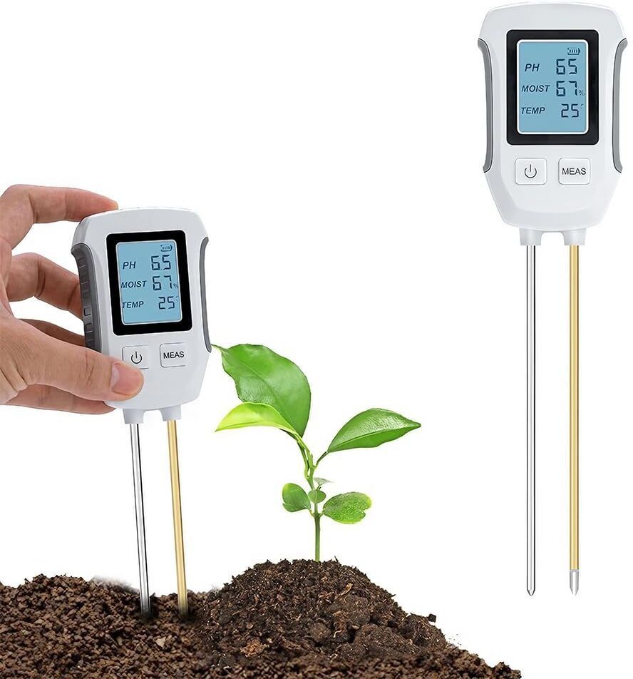 Soil Meter 3 in 1 Digital Moisture PH Temperature Tester Soil Test Kit