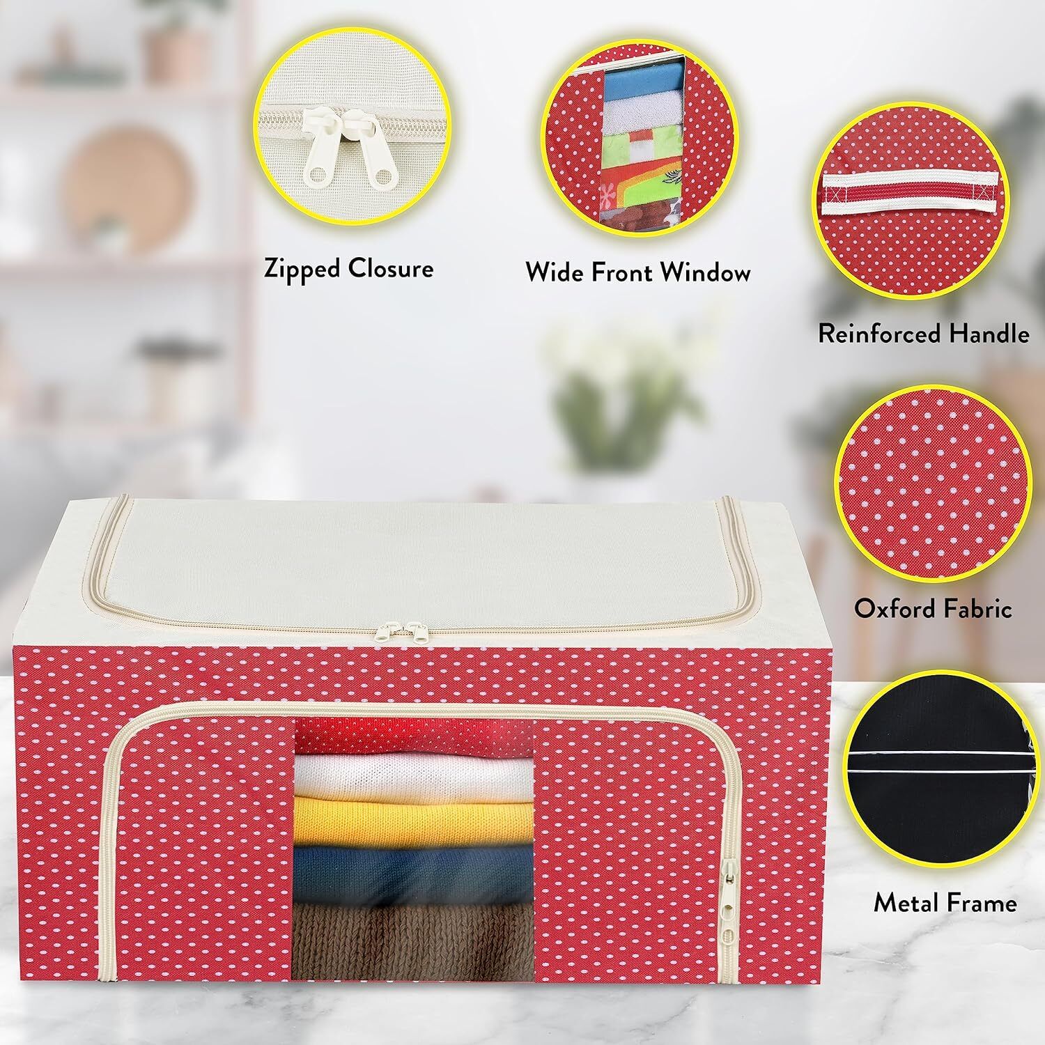 E Solutions Steel frame Double Opening WARDROBE ORGANISER/LIVING BOX-707(44LITERS)multicolor Poly-canvas Laundry Bag-image-30