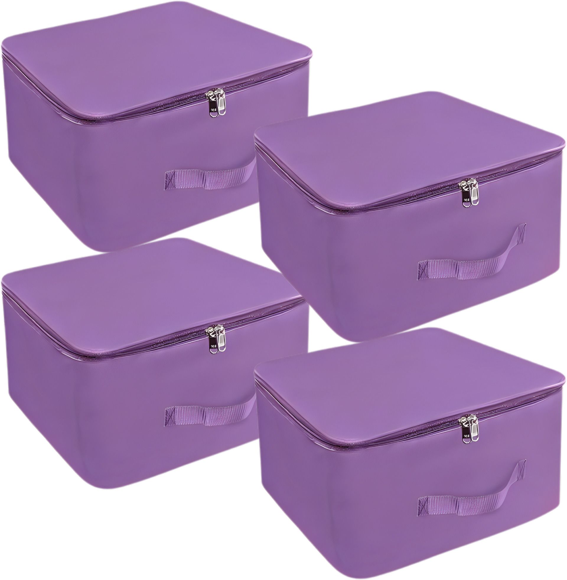 Mdali Storage Bags for Clothes,Saree with Zip Closure & Handle (Purple, Pack of 4) Polyester Laundry Bag-image-25