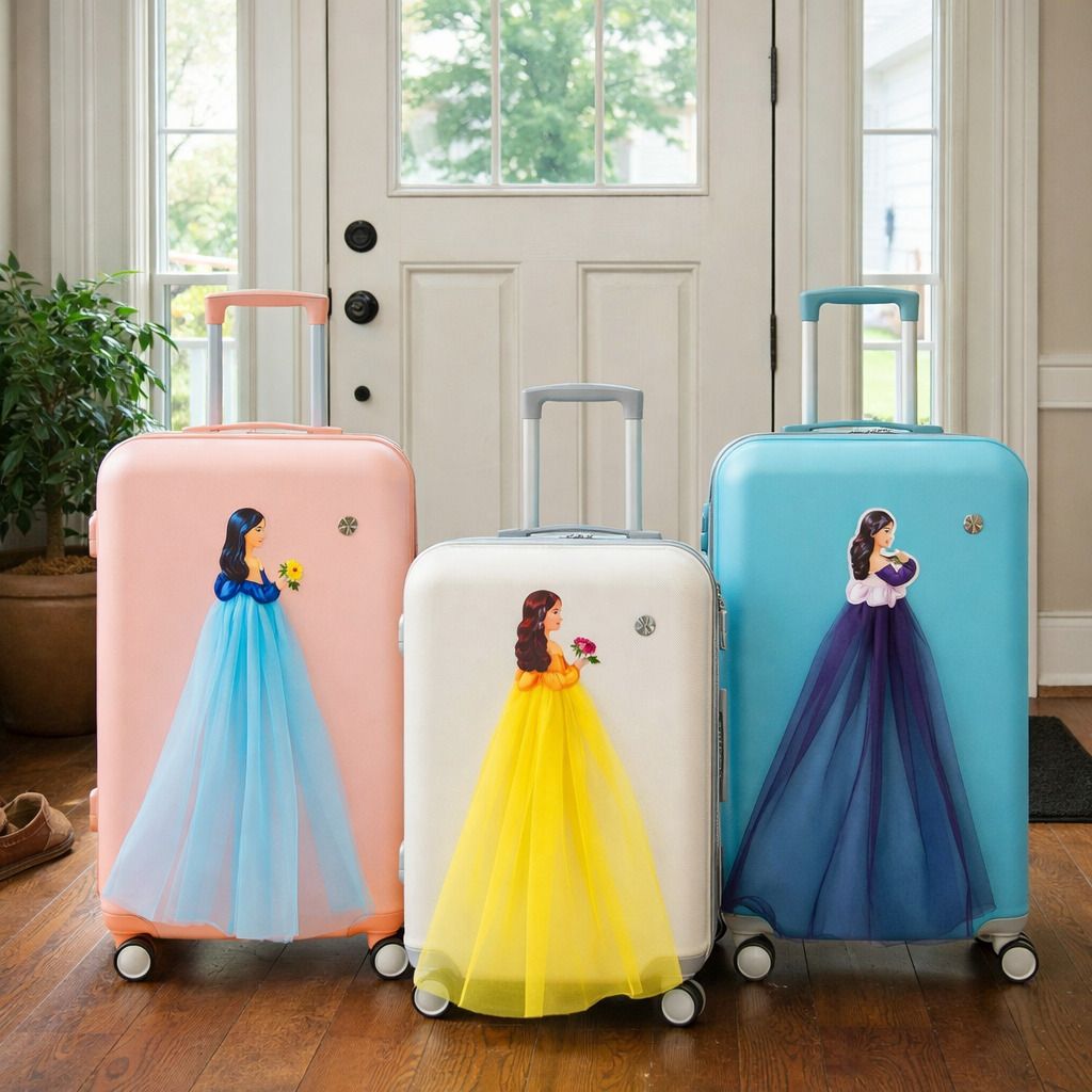 beecraft Pack Of 3 Bride Gown Suitcase Attachment, Wedding Décor 3D Sticker For Bride Cotton Laundry Bag