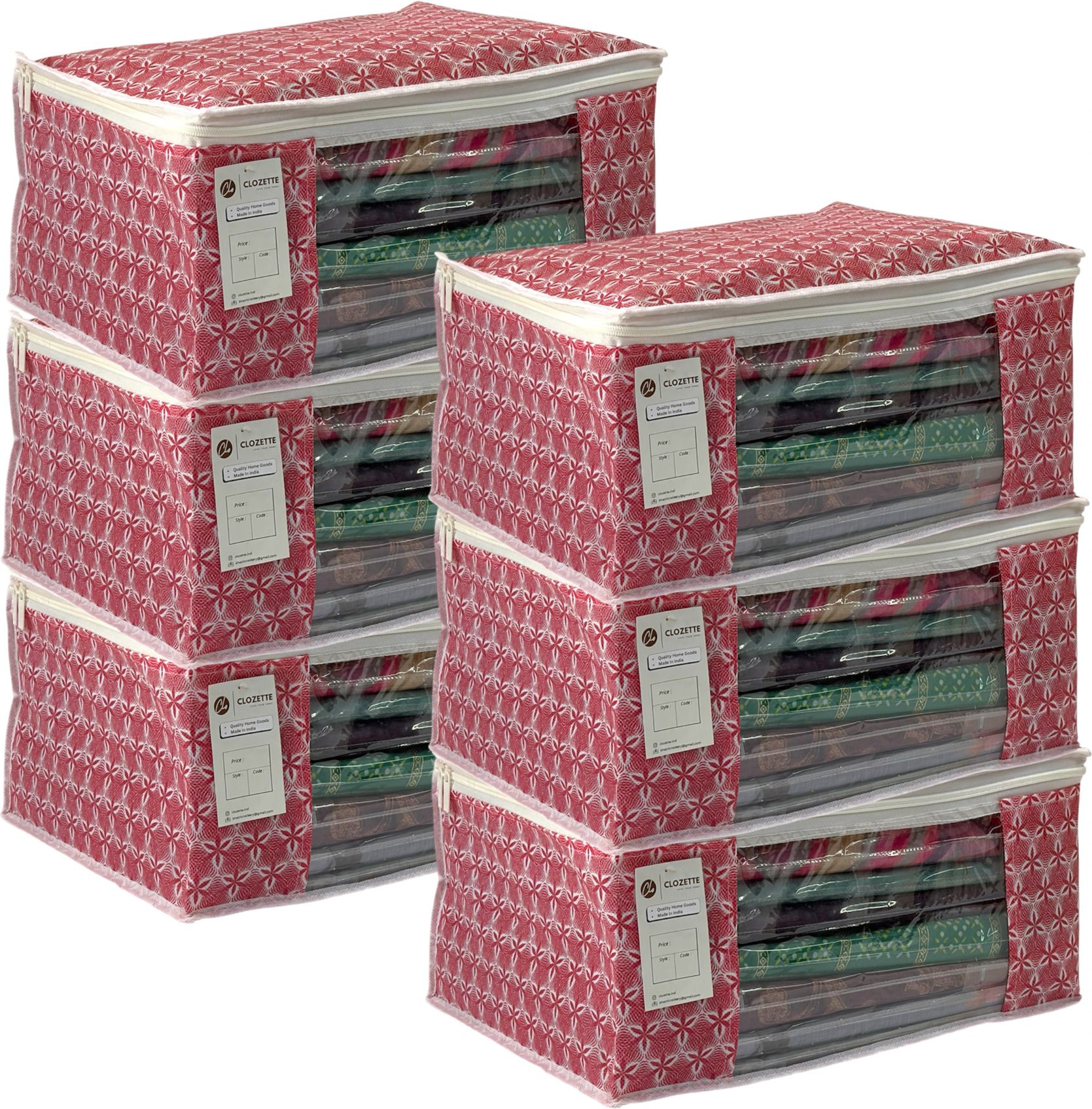 Clozette SAREE COVER Heavy-Duty 6pc set (Non-Woven) Polyester Laundry Bag-image-28