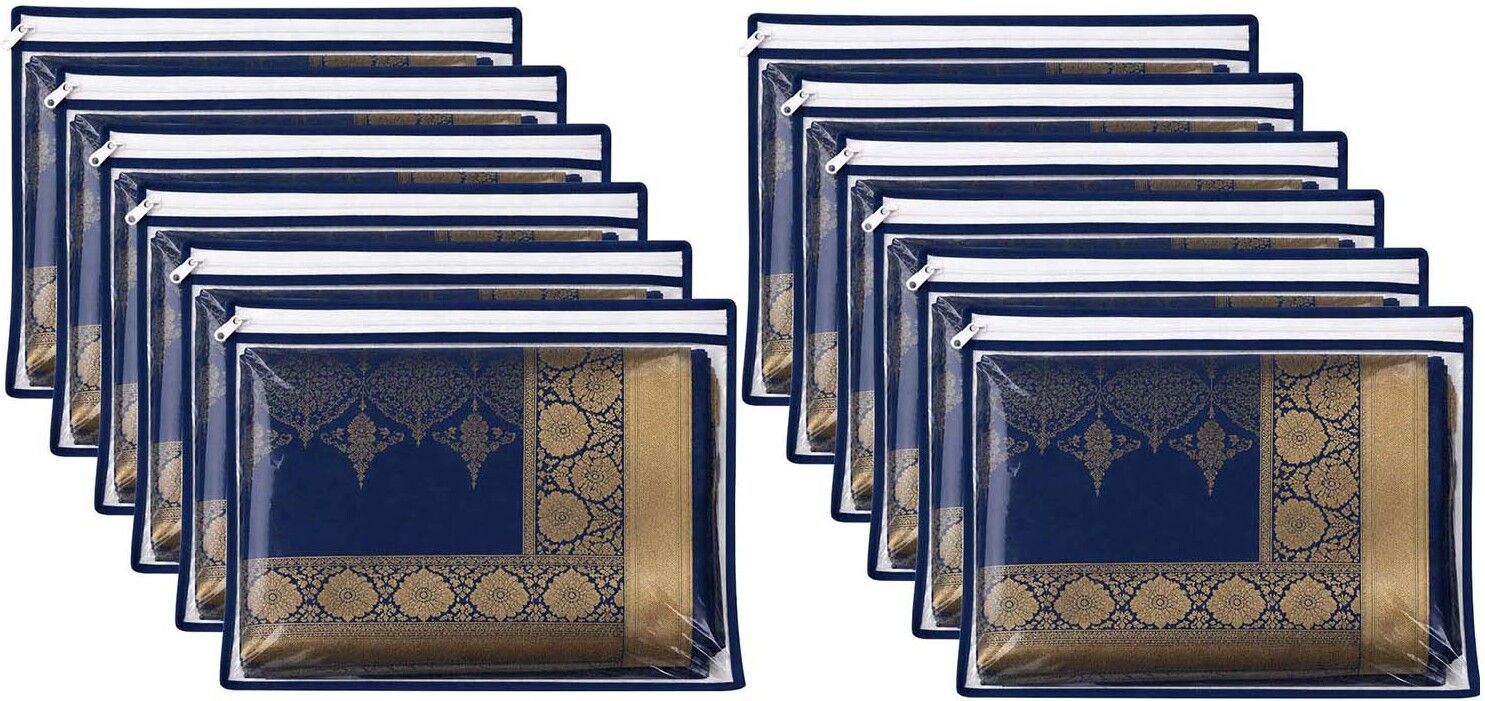 BRAHMANI MART Single Saree Cover | Transparent Saree Covers With Zip Polyester Laundry Bag-image-30