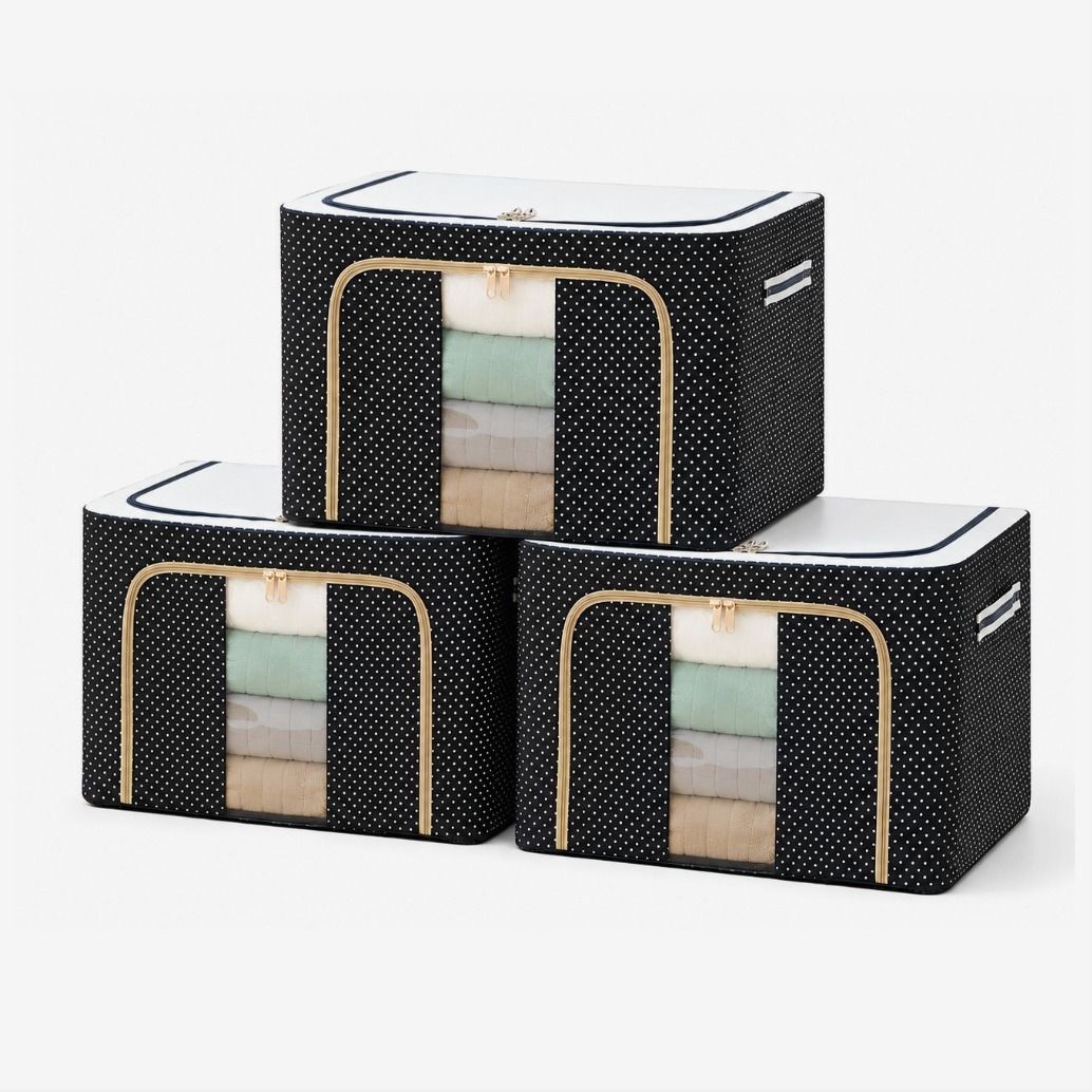 VRTREND 66Ltr ClothFold Storage Bin Set Foldable Basket Poly-canvas Laundry Bag-image-47