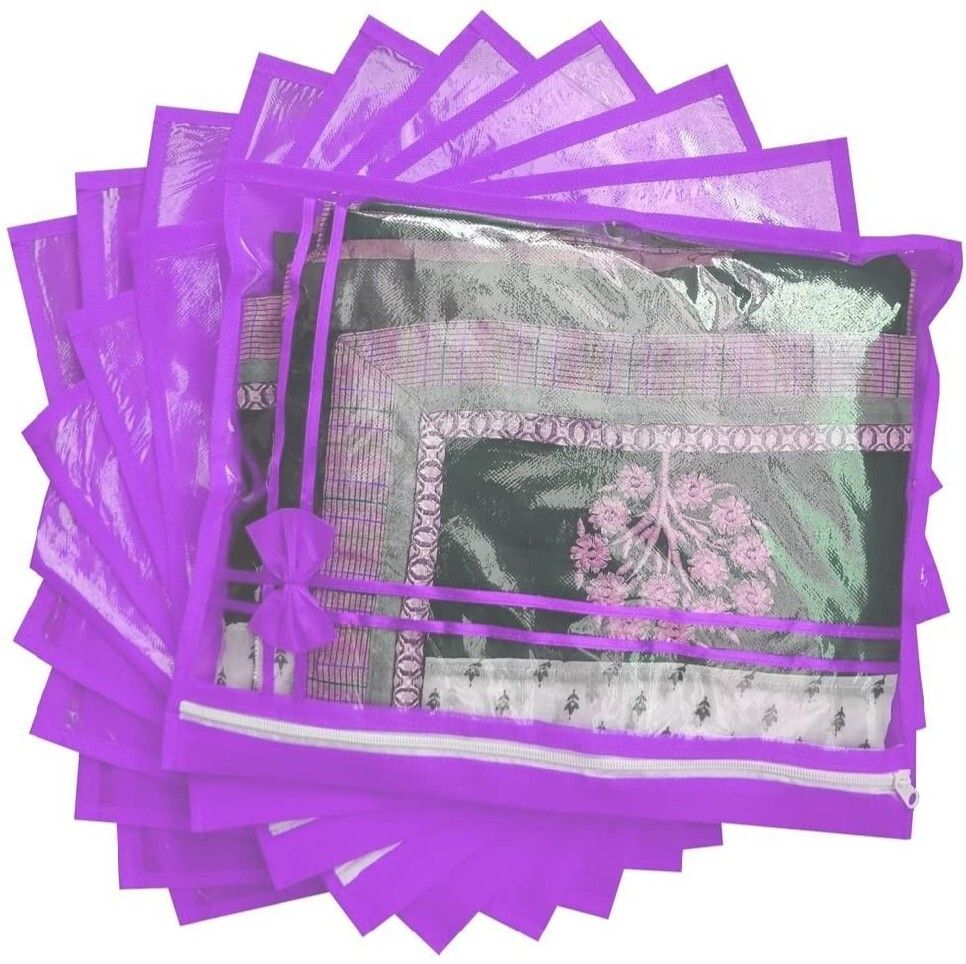 Tiarakrafts Single Packing Saree Cover/Suit Cover/Cloths Purple Set Of 12 Poly-canvas Laundry Bag