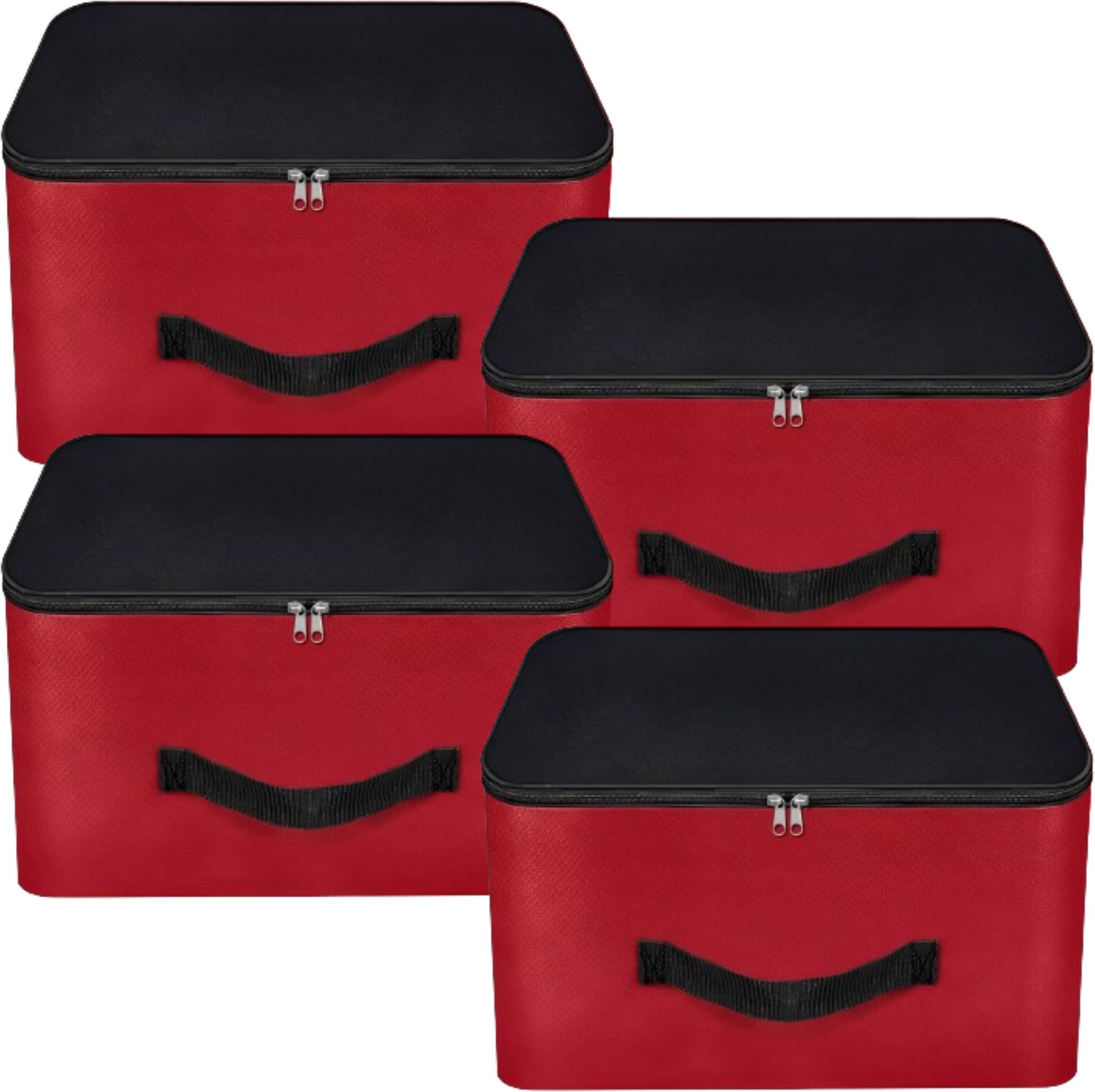 ANABIYA Storage Bags for Clothes,Saree with Zip Closure & Handle (Red, Pack of 4) Polyester Laundry Bag-picture-45