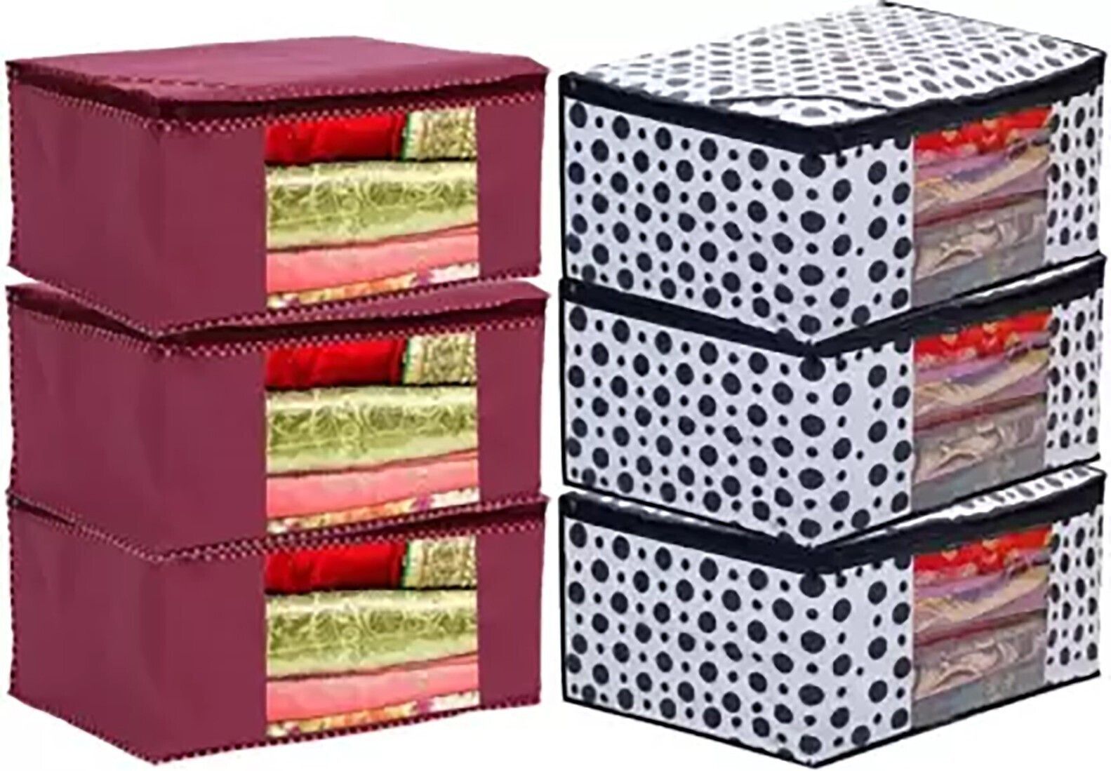 Champaran Industries Travel Box/Wardrobe Organizer/Cloths Cover Saree Cover Pack of 8 Non Woven Cotton Laundry Bag-picture-22