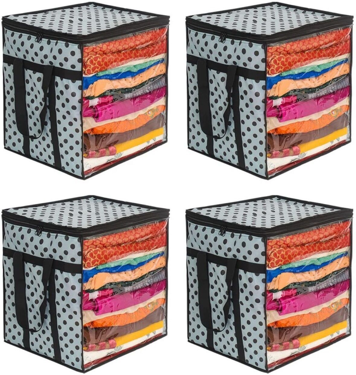 starbusiness saree cover jambu box black and white transprient pack of 4 Polyester Laundry Bag-image-6