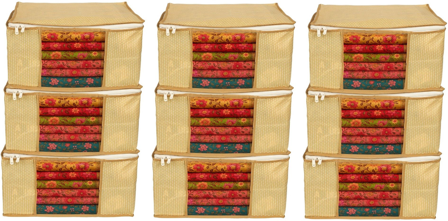 HOMIFY Pack of 9|Cloth Storage Organizer Cover with Transparent Window & Dual Zipper Polyester Laundry Bag-image-46