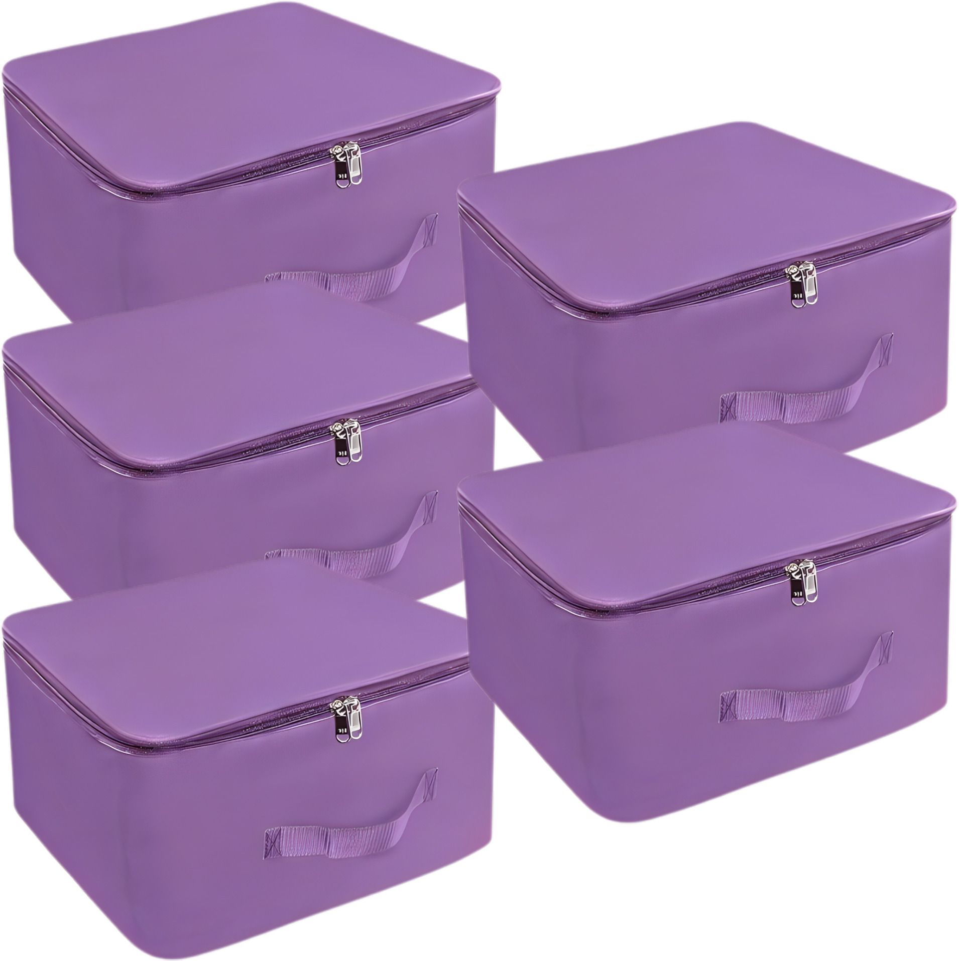 Mdali Storage Bags for Clothes,Saree with Zip Closure & Handle (Purple, Pack of 5) Polyester Laundry Bag