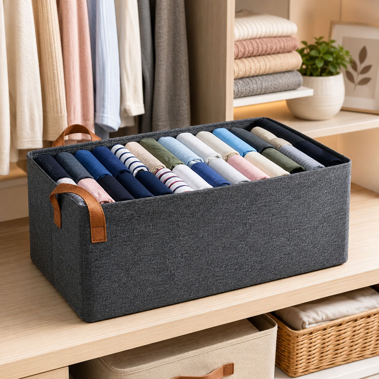 prakhar Foldable Storage Bins | GR1N1 | Carry Handles Polyester Laundry Bag-picture-28