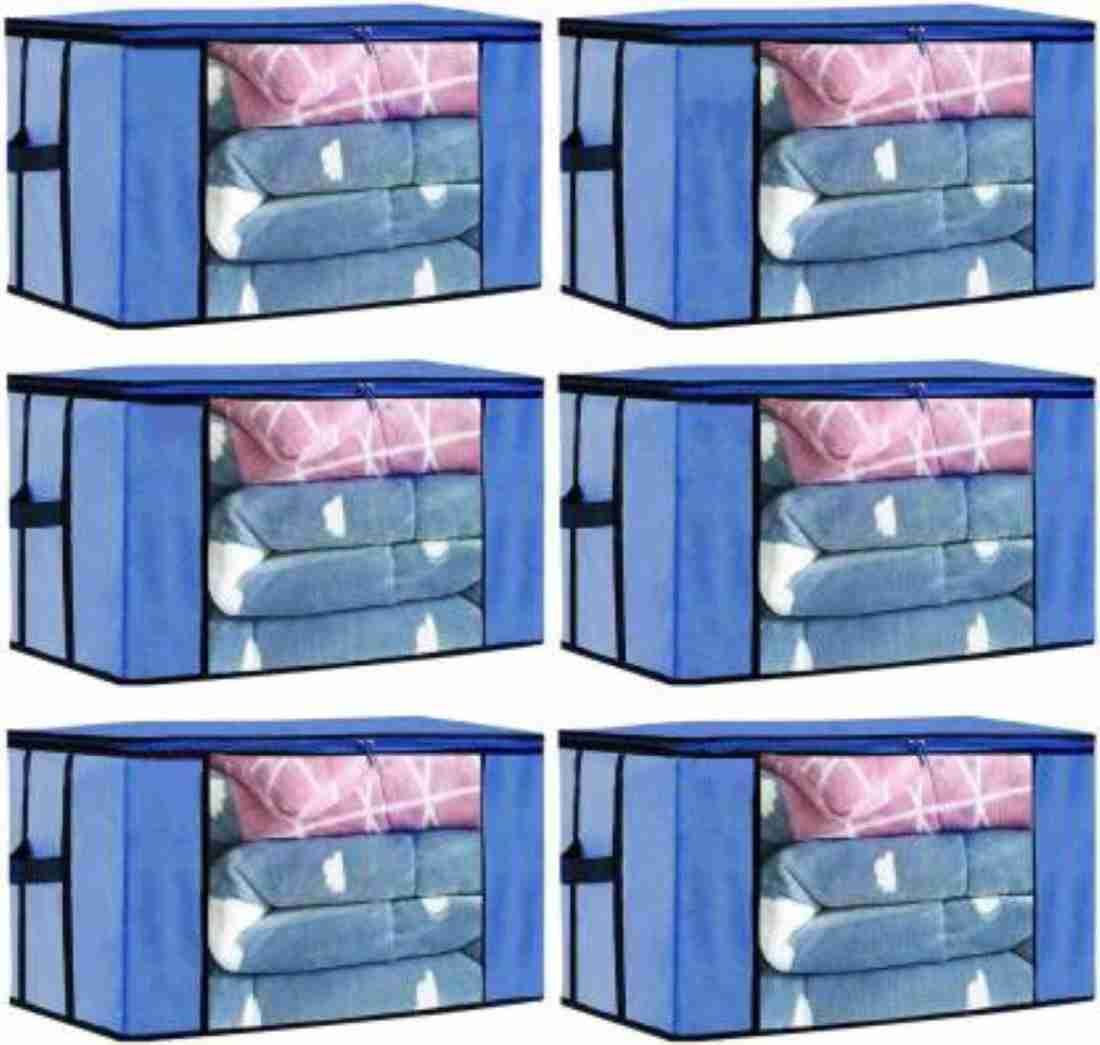 Tiarakrafts Underbed Organiser Non Woven Underbed Storage Bag/Organiser, Extra Large (BLUE) Poly-canvas Laundry Bag-image-33