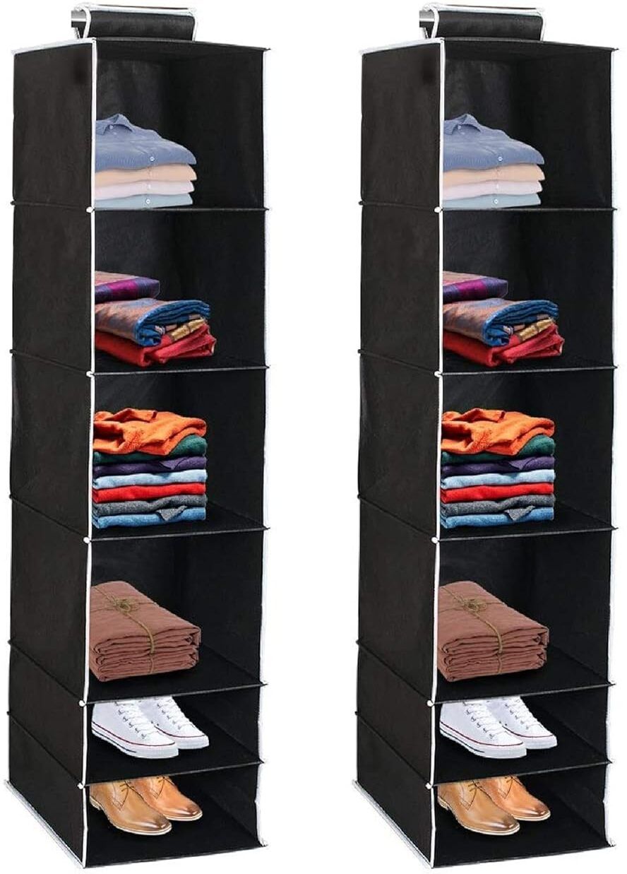 SH NASIMA MANUFACTURER Hanging 6 Shelves Foldable Wardrobe Closet Organizer Hanging Shelf Organizer Poly-canvas Laundry Bag