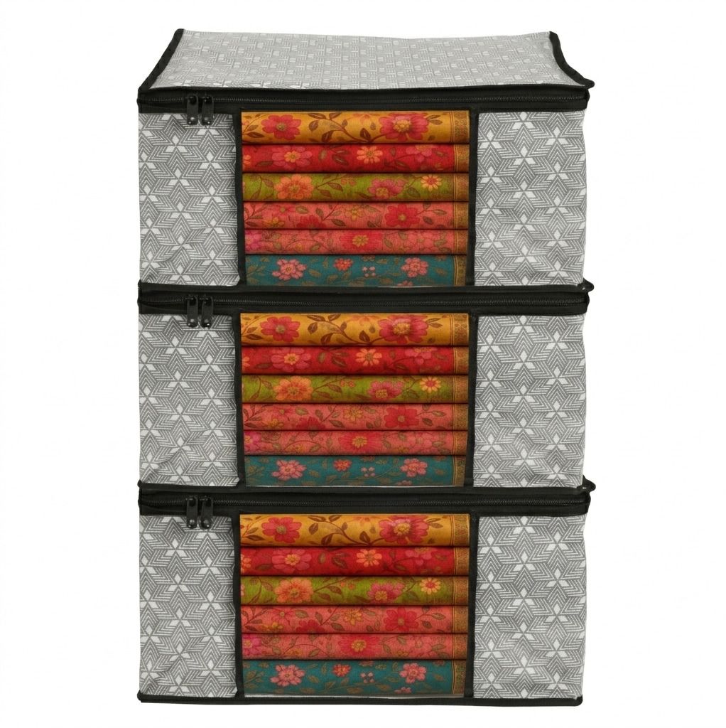 HOMIFY Wardrobe Clothes Storage Organizer Bag with Transparent Window & Dual Zipper Polyester Laundry Bag-image-39