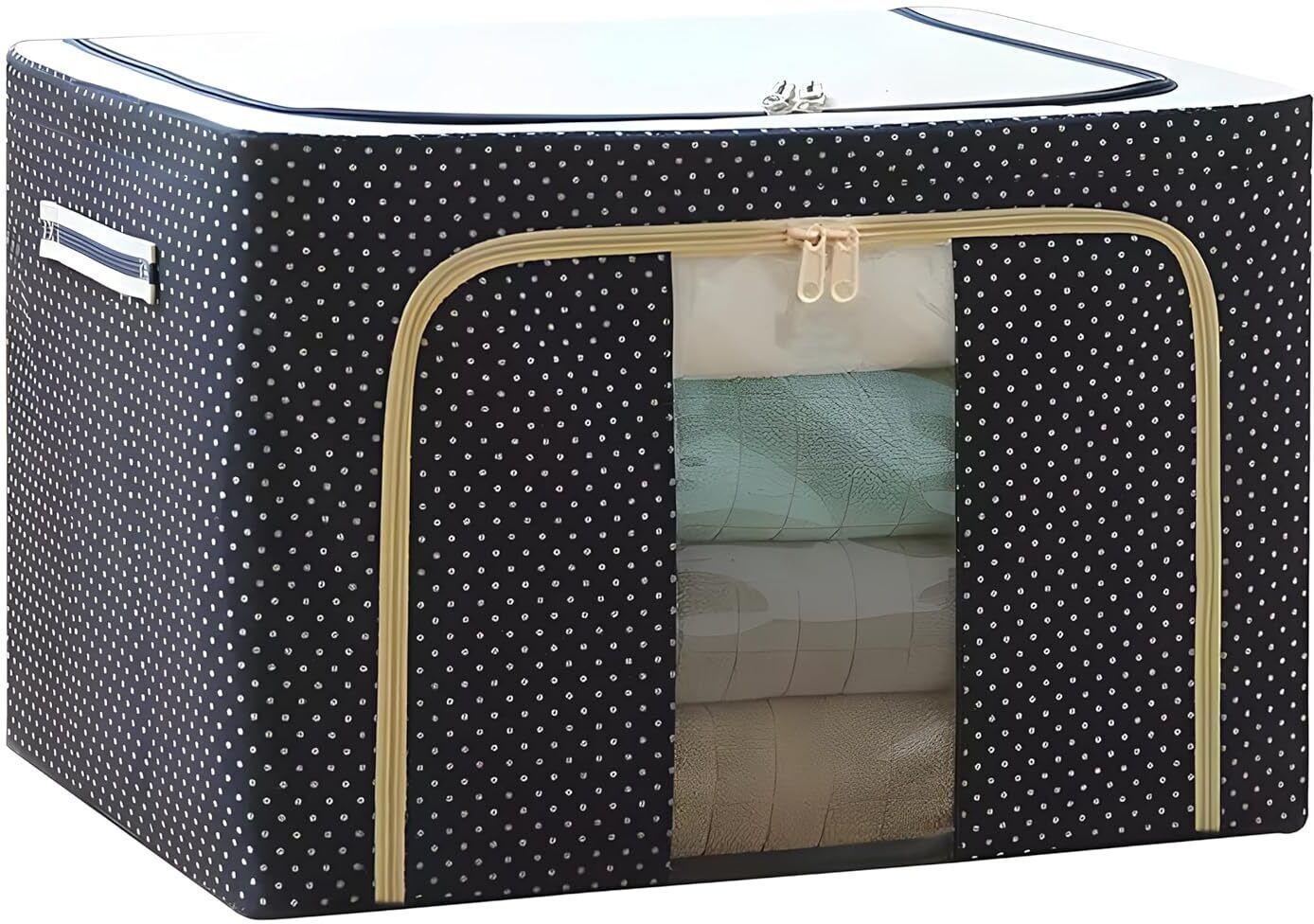 MERAO Clothes Storage Box Foldable Organizer Box for Wardrobe Saree Blankets SET OF 1 Cotton Laundry Bag-image-35