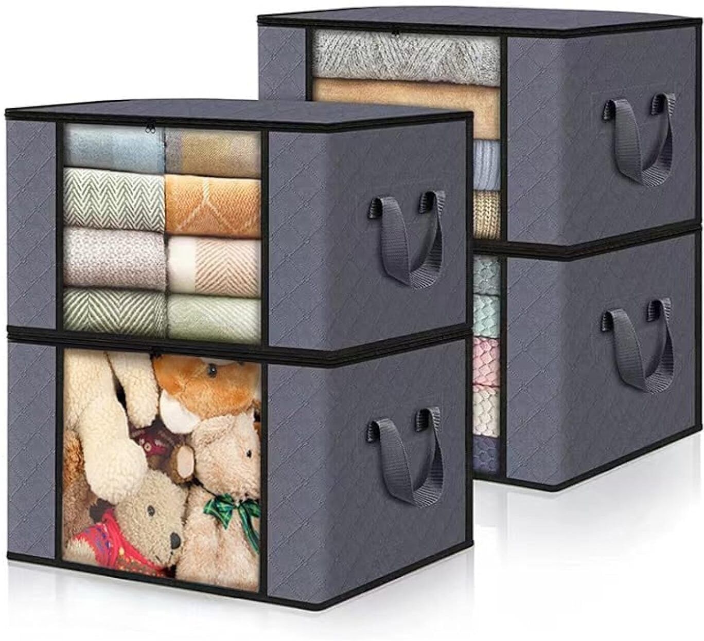 Zelda 84L Foldable Clothes Storage Bags / Blanket Storage Organizer Polyester Laundry Bag-image-3