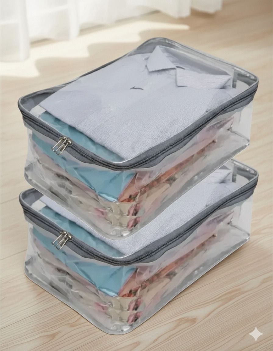 Md zahid Pack of 2 saree and shirt cover pcv full transparent multipurpose Polyester Laundry Bag-picture-11