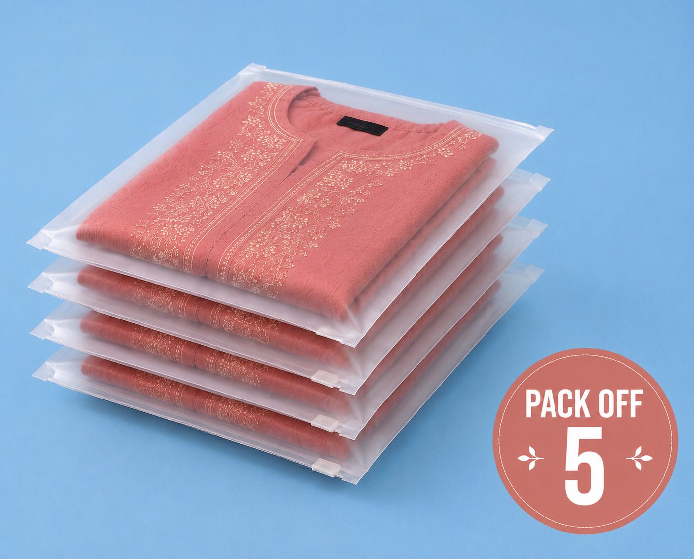 COLLECTIONVAULTS Transparent Clothes Storage Zipper Bag Pack of 5 Poly-canvas Laundry Bag-picture-12