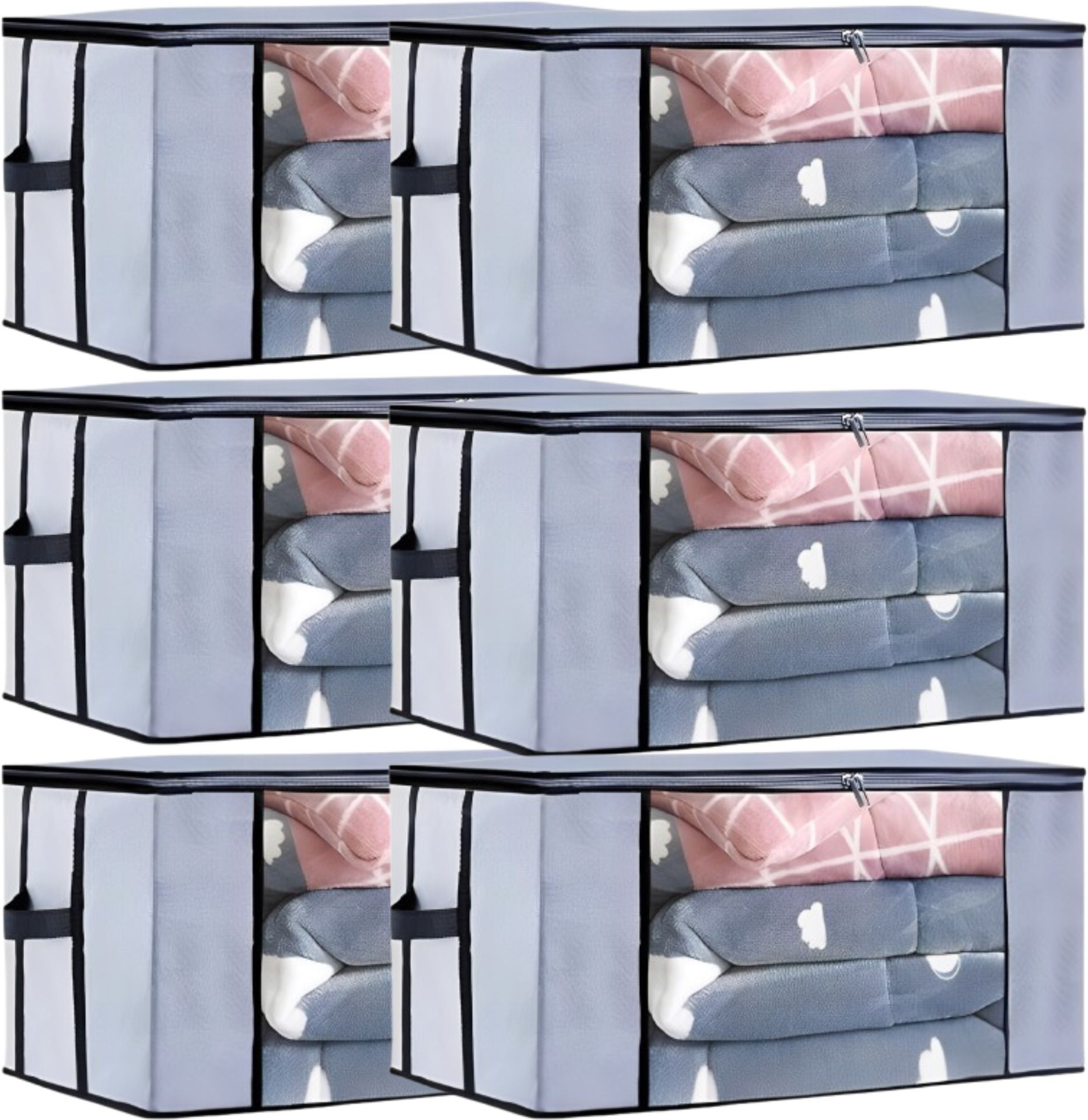 Mdali Wardrobe Organizer Storage Bag With Zipper And Side Handles (Grey ,Pack-6) Polyester Laundry Bag-image-27
