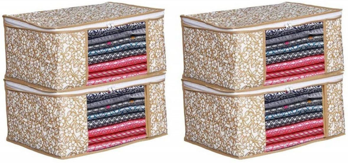 Aaliya Saree Covers pack of 4 transparent window wardable organizers with zippers Poly-canvas Laundry Bag-picture-16