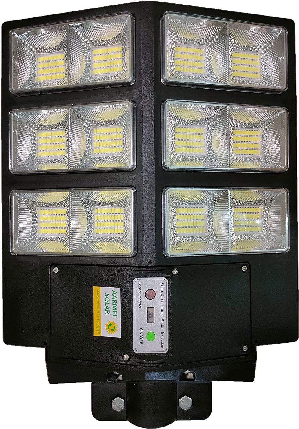 Solar Street Light AeroSolar LED Street Light 250W LED Cool White 6500k Aero Design (IP65 Waterproof) Durable, Day Night Sensor + Radar Motion Sensor with Remote Control Solar Light Set Post Light Outdoor Lamp-image-49