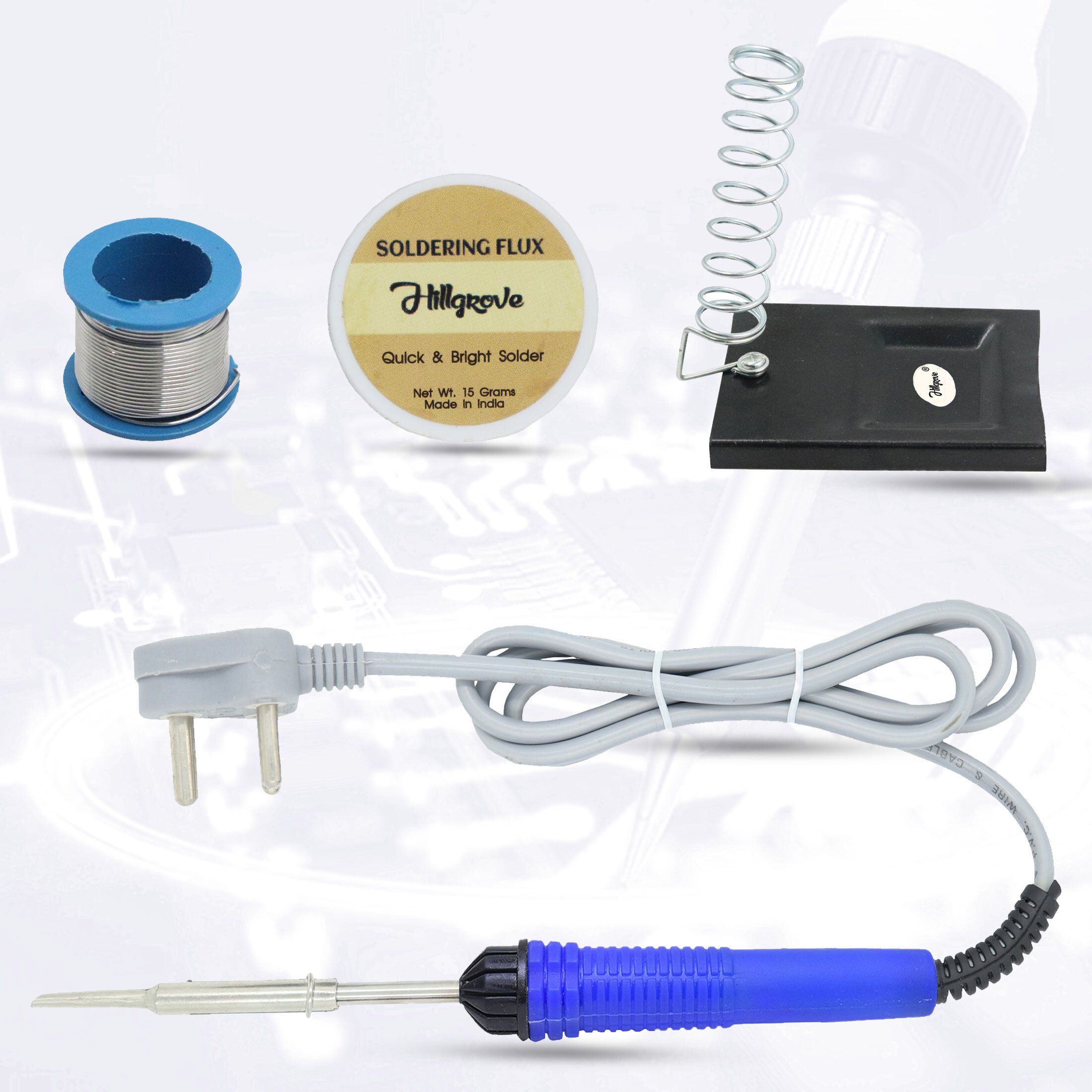 4in1 Basic 25W Soldering Iron Kit with 5 Meter Soldering Wire, Soldering Flux, Stand 25 W Simple