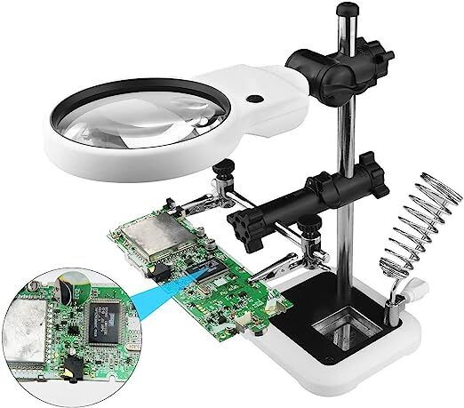 bellveen Auxiliary Clip Loupe Magnifier PCB Soldering Iron Kit Dual Mode 3 LED Lamp 2 W Temperature Controlled-picture-15