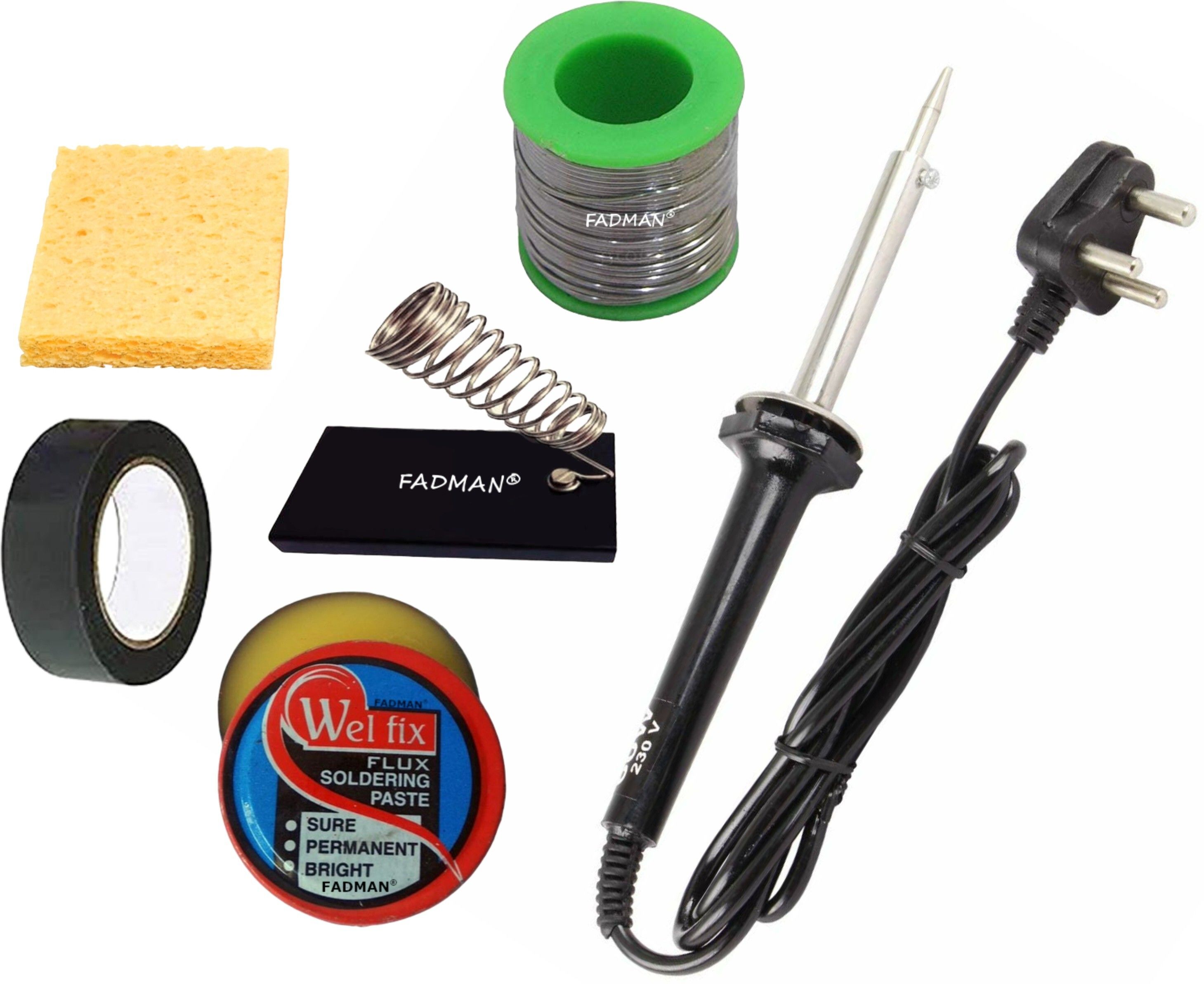 SOLDERING IRON 60W (BLACK) | SOLDERING PASTE FLUX | SOLDER WIRE | SOLDERING IRON STAND | SPONGE | HARDWARE TAPE | 60 W Simple-image-32