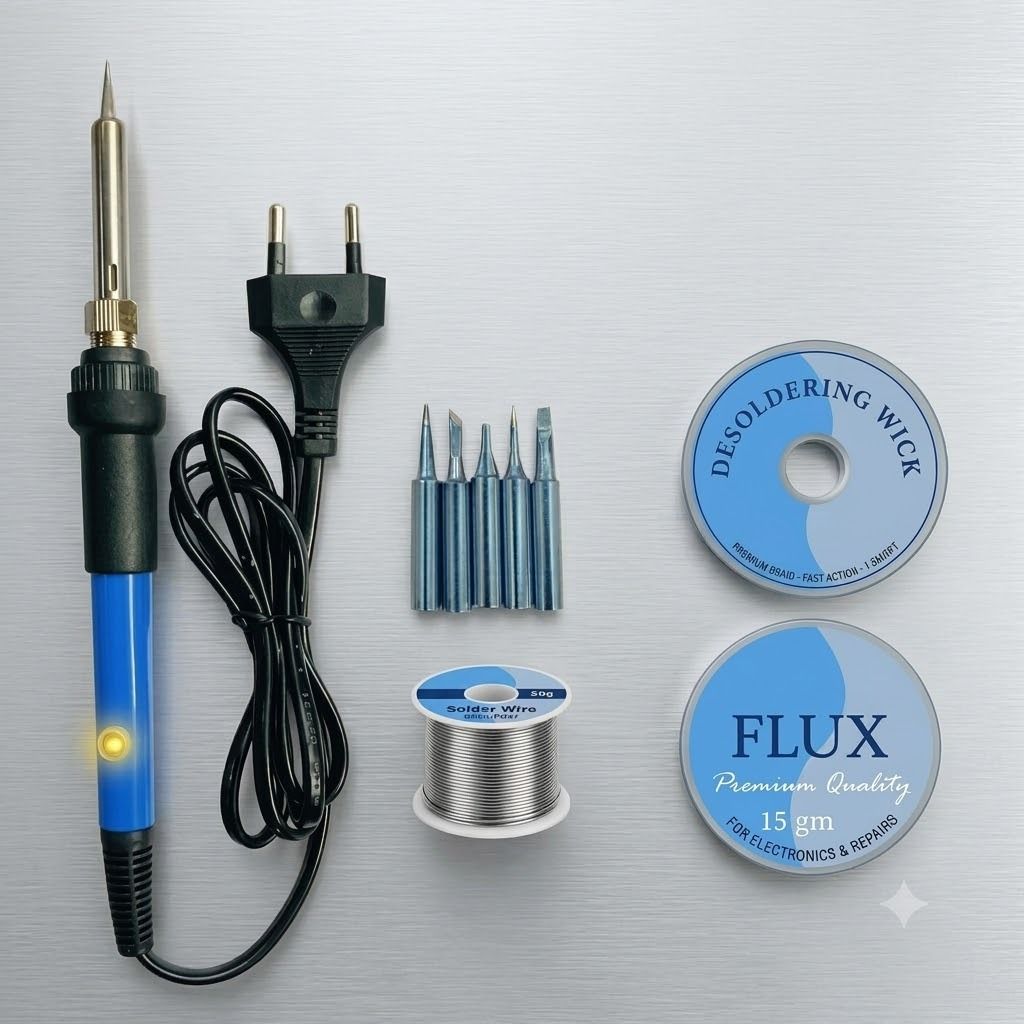 Soldering Iron Kit with 5 Bits, Solder Wire, Flux & Desoldering Wick Set 0 W Temperature Controlled-image-41