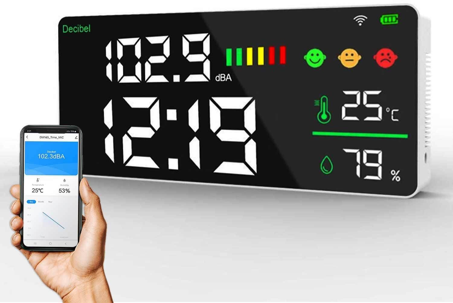 WiFi 4-in-1 Decibel Meter with LED Display –Real-Time Noise,Temperature,Humidity Sound Meter-image-33