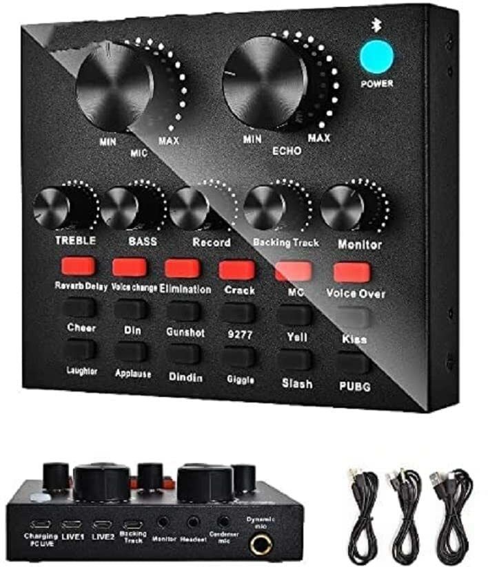 kh V8 Sound Card, Sound Effects Board for Podcast Equipment Bundle, Sound Board Powered Sound Mixer-picture-22