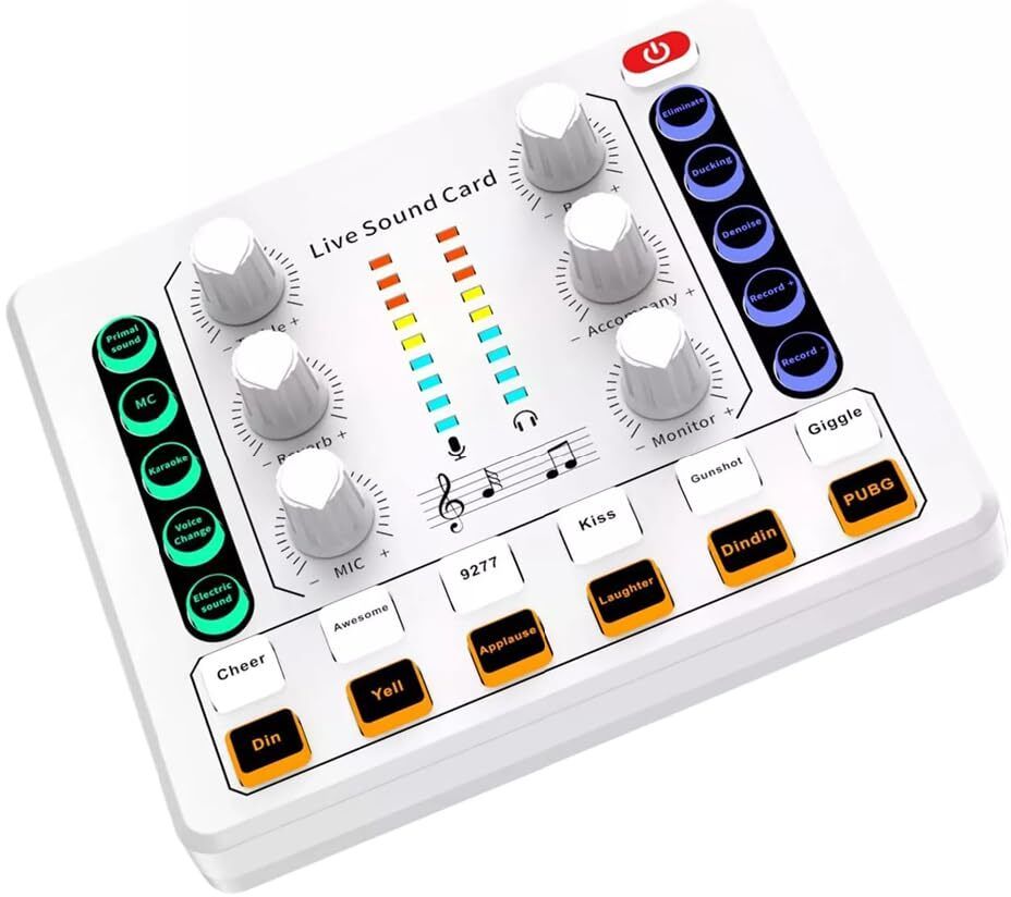 Audio Interface with Mixer Live Sound Effects, Voice Changer for Live Streaming Powered Sound Mixer-image-44