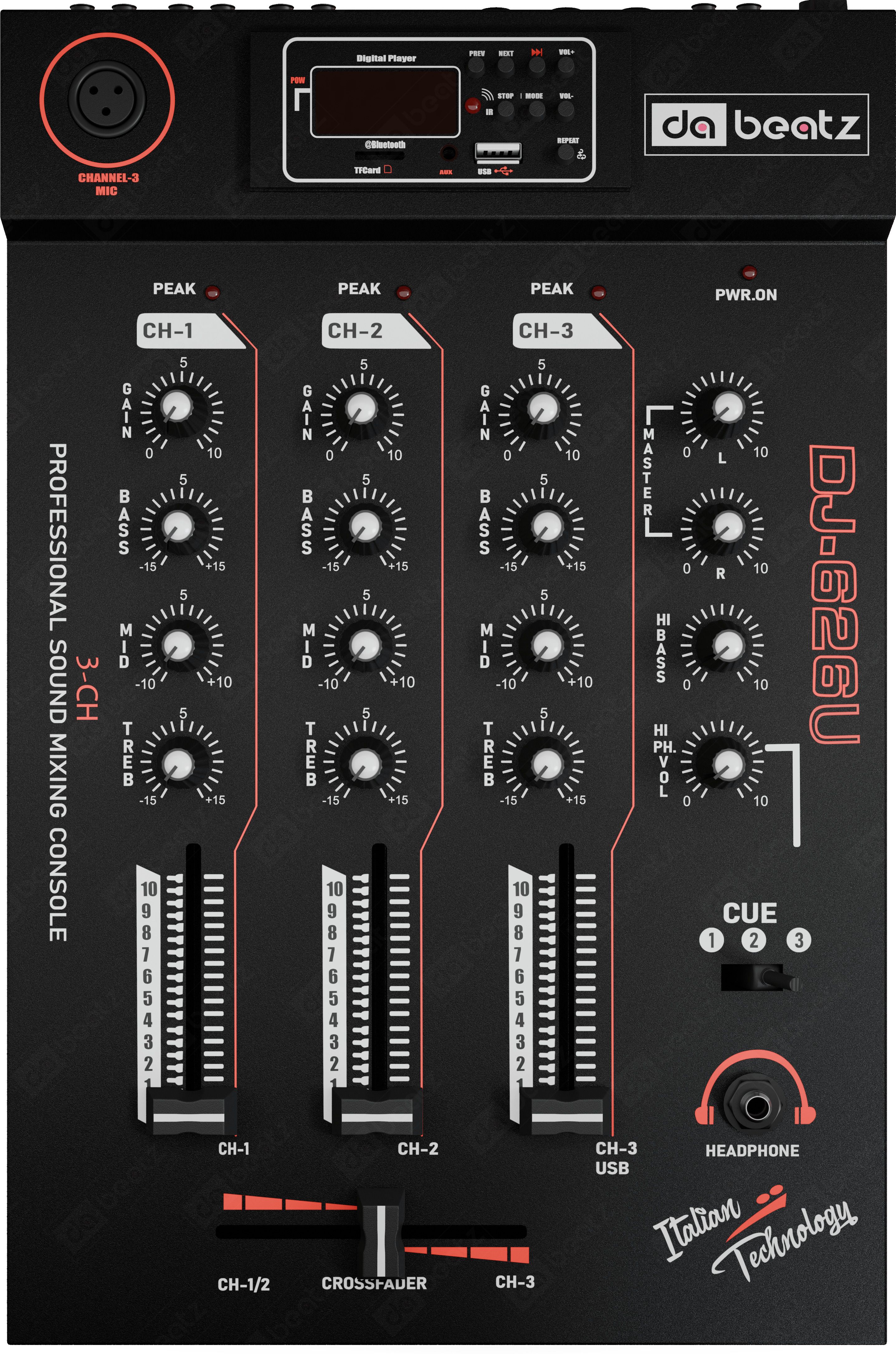 Professional 3-Channel mixer DJ-626U Sound Mixer & Dj mixer,Dj machine USB, BT Digital Sound Mixer-image-29
