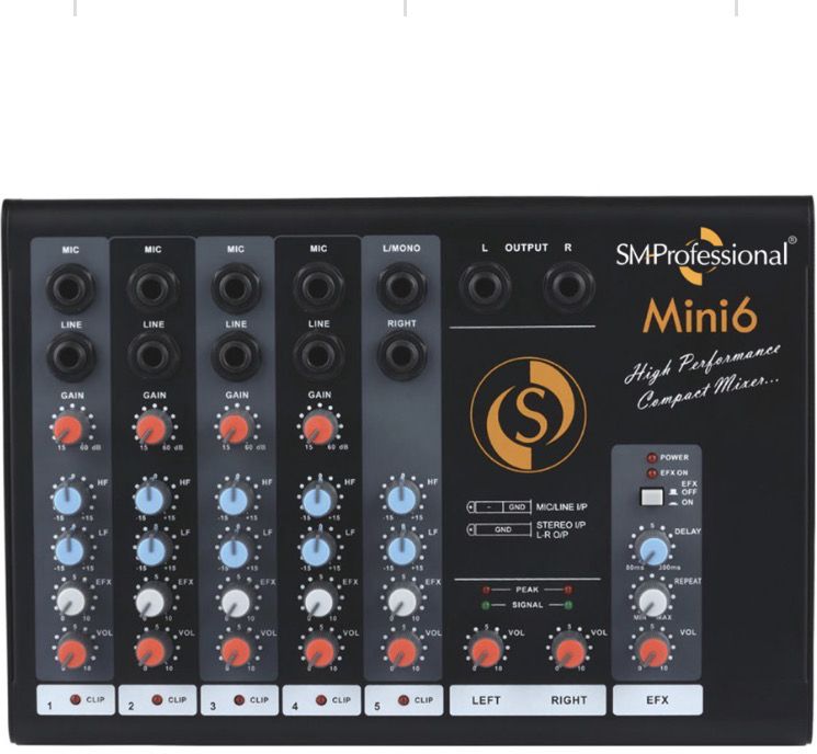 Mini-6 ultra-compact, pocket-sized mixing console for basic audio setups Analog Sound Mixer-image-32