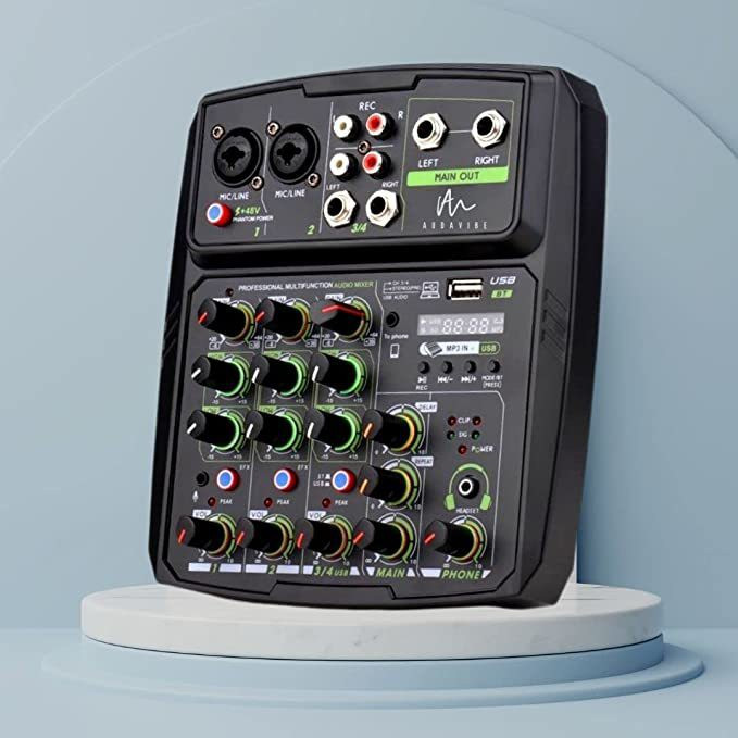 zhizuka Professional Audio Mixer, Free Podcast Learning Course, 4 Channels, USB input Analog Sound Mixer image 1