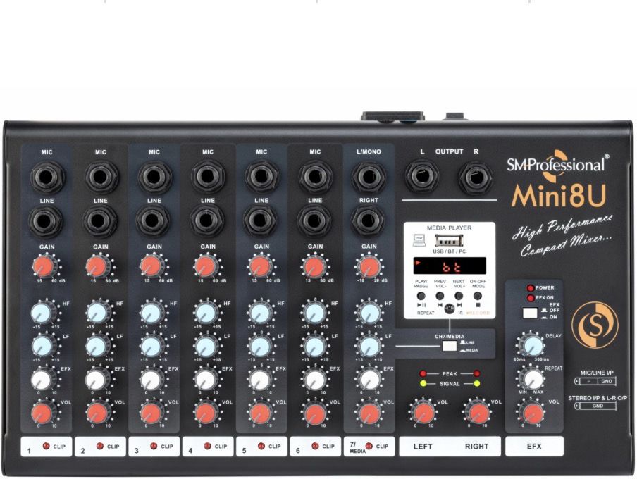 Mini-8U 7-input analogue mixing console integrated with digital multimedia Analog Sound Mixer-image-48