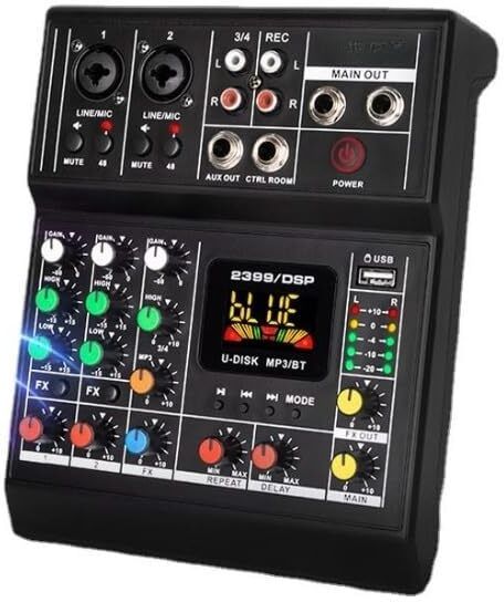 Digital Audio Mixer 4 Channel – Mini DJ Controller USB/BT – Portable Audio Powered Sound Mixer-image-10