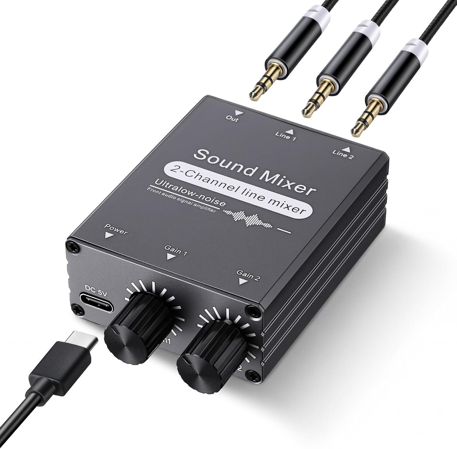 2 Channel Stereo Audio Mixer, 3.5mm 2 In 1 Out Mini Audio Mixer TD-1628VC Analog Sound Mixer-image-41