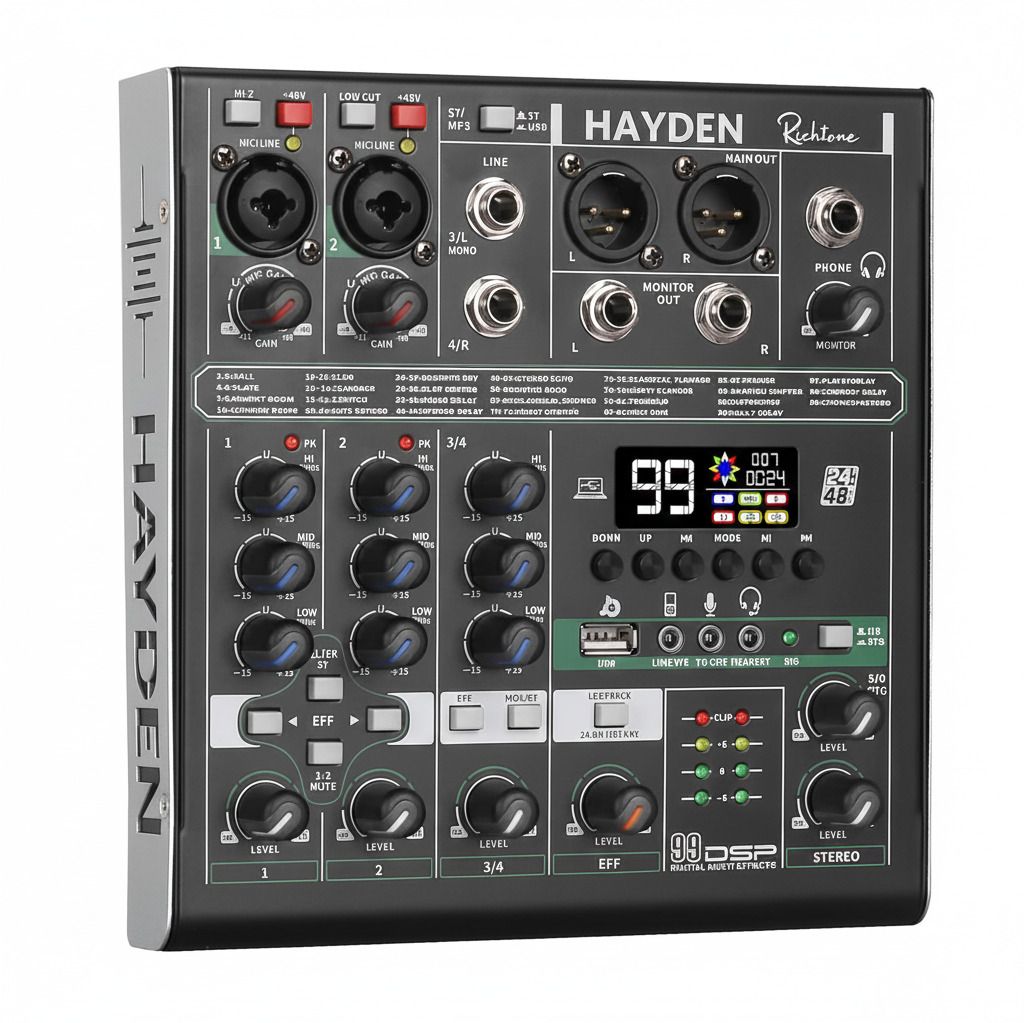 4 Channel OTG Mixer with USB Audio Interface for Mobile, PC, Recording Digital Sound Mixer