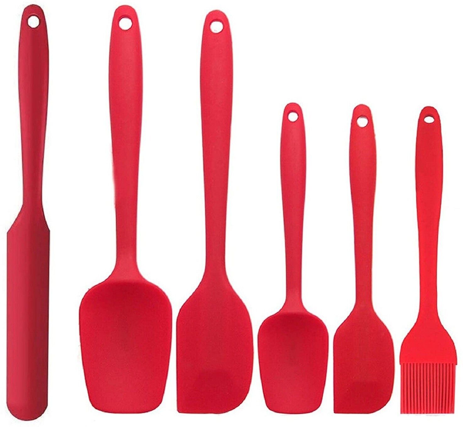 Silicone Spatula Sets of 6 Pcs Made of 100% Food Grade Silicone One Piece Design Seamless Heat-Resistant Spatula Perfect for Spatula Cooking, Baking and Mixing (Red) Color Red Type Rubber Blade Material Silicone Handle Material Silicon Additional Features Heat Resistance 450 degree C Dishwasher Safe Yes Other Features Spatula Spatula Spatula One Piece Seamless Spatula One-piece construction of silicone spatula set, flexible top and stiff long handle for easy to operate when cooking, round edge effectively scrape the stuff of the corner, no worry the top break off and food trapped, you can be comfortably held in the hand. Non-Stick Spatula-image-38